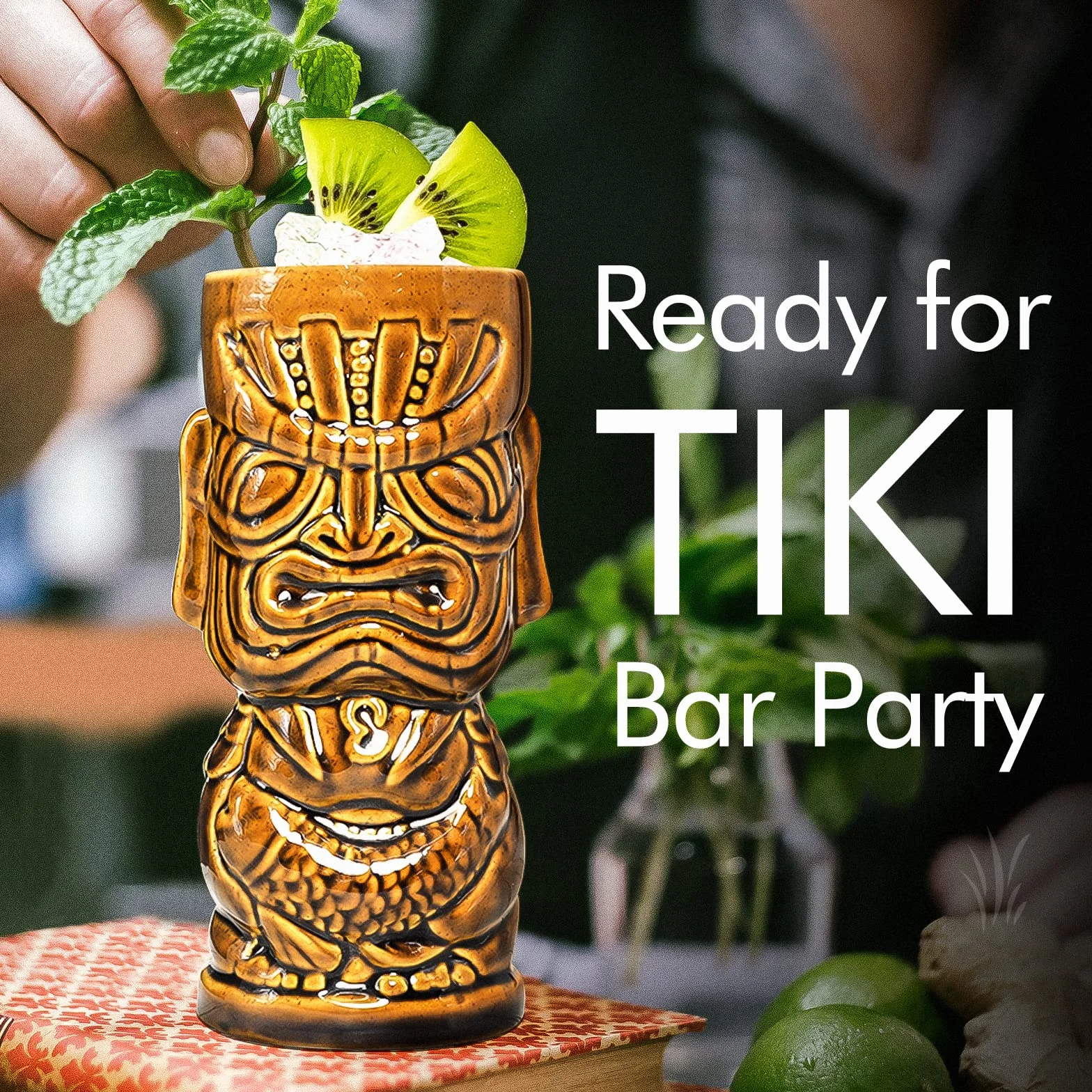 Tiki zestaw 8-częściowy zestaw szklanek koktajlowych, kolorowe ceramiczne kubki koktajlowe, kreatywna dekoracja na imprezę hawajską na egzotyczne imprezy, do baru, koktajli