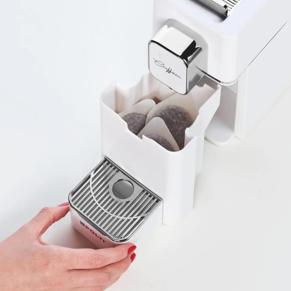 Polti Coffea S15W Ekspres do kawy ekspresowej, Kompatybilny z gofry E.S.E. 44 mm, zbiornik 0,85L, ciśnienie pompy 19 bar, kolor biały
