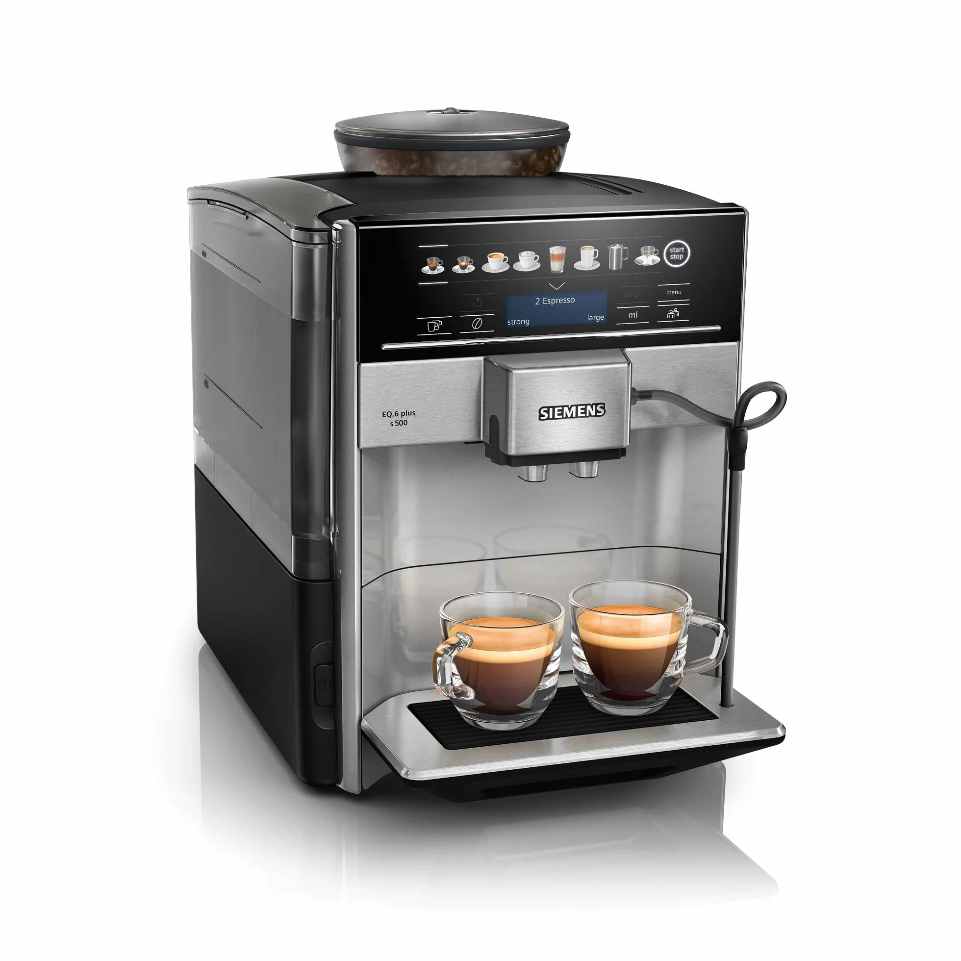 Siemens TE655203RW EQ.6 plus s 500 Automatyczny Ekspres Do Kawy, 1500 W, 1.7 L, Czarno/Srebrny