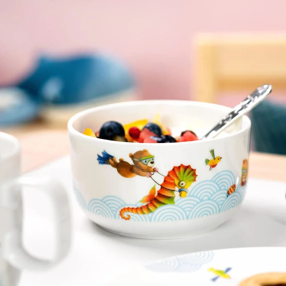 Villeroy & Boch Happy as a Bear miska na musli, 440 ml, wysokiej jakości porcelana, biała/kolorowa