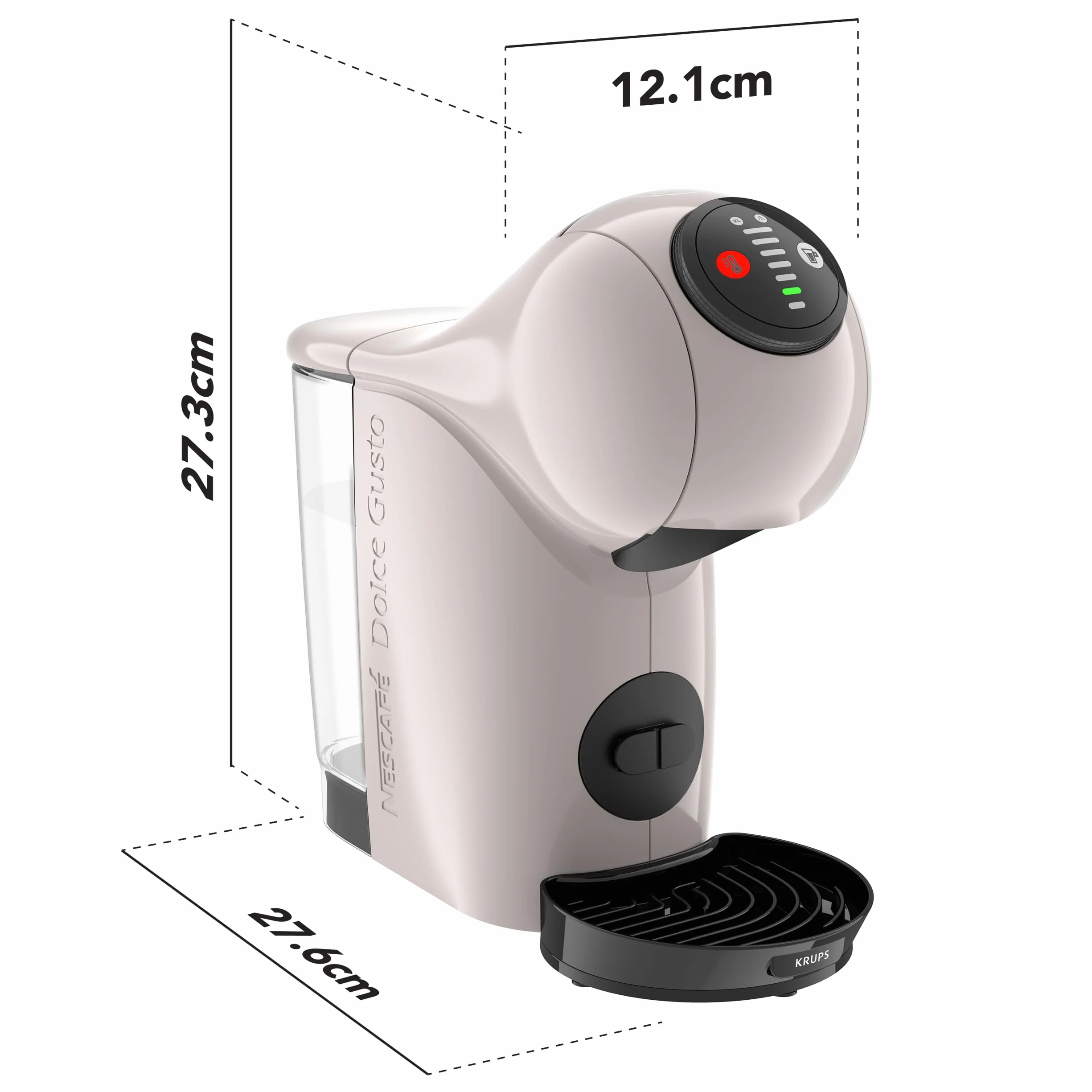 Krups NESCAFÉ Dolce Gusto KP243A GENIO S ekspres do kawy na kapsułki do różnych napojów, kompaktowy, wysokociśnieniowy, regulowany rozmiar, idealne espresso w zaledwie 30 sekund, automatyczne