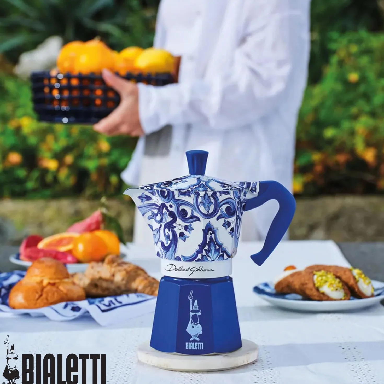 Bialetti Dolce & Gabbana Mocha Express Blue Mediterraneo na 3 filiżanki, Direct Fire (ekspres do kawy, ekspres do espresso)