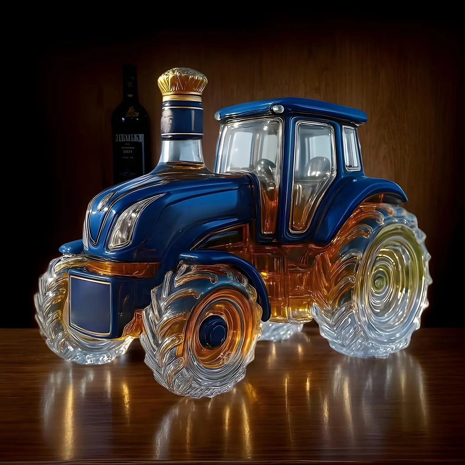 Butelki na alkohol | Szklany traktor pusty | Dekoracyjna szklana butelka na whisky, do tequili, wódki, brandy, dekoracja domu, baru, biura, restauracji, mężczyzn, na urodziny, Boże Narodzenie