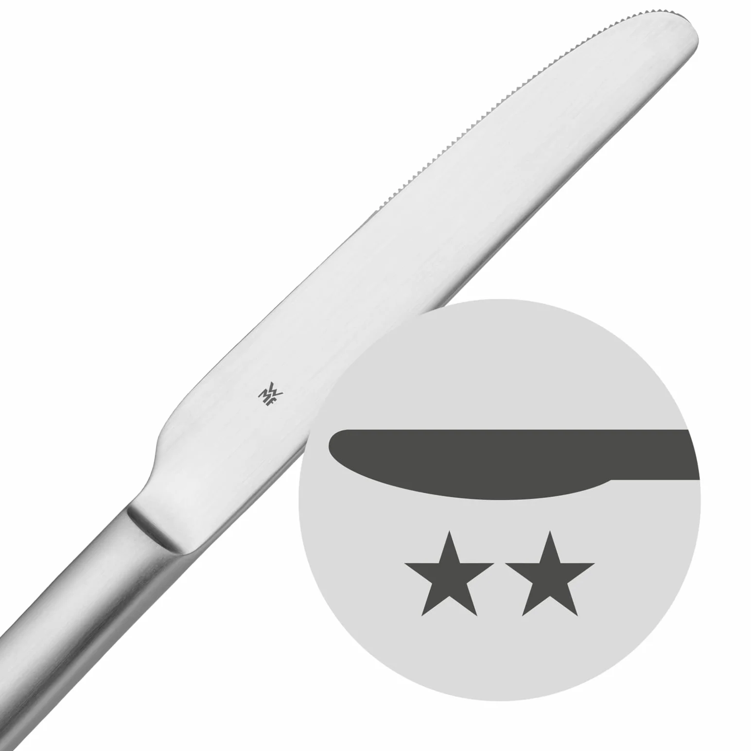 WMF Sitello zestaw sztućców dla 6 osób, Cromargan, 30-częściowy, noże monoblokowe, polerowana stal nierdzewna Cromargan, uderzenie młotkiem, ergonomiczne, błyszczące, srebrne