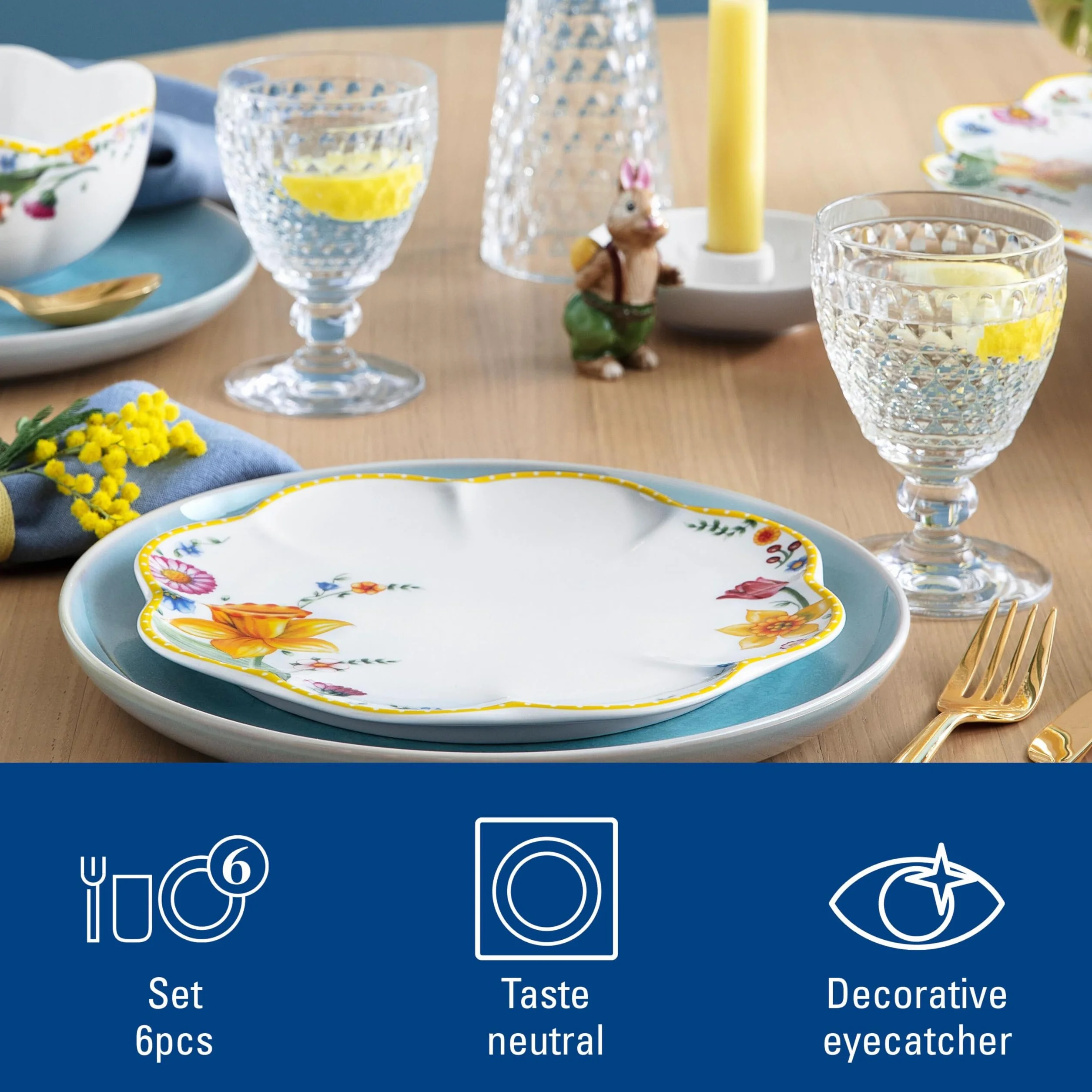 Villeroy & Boch Spring Awakening zestaw śniadaniowy dla 2 osób, 6-częściowy, zestaw naczyń wielkanocnych, śniadanie, Wielkanoc, serwis do kawy, naczynia na wiosnę, porcelana