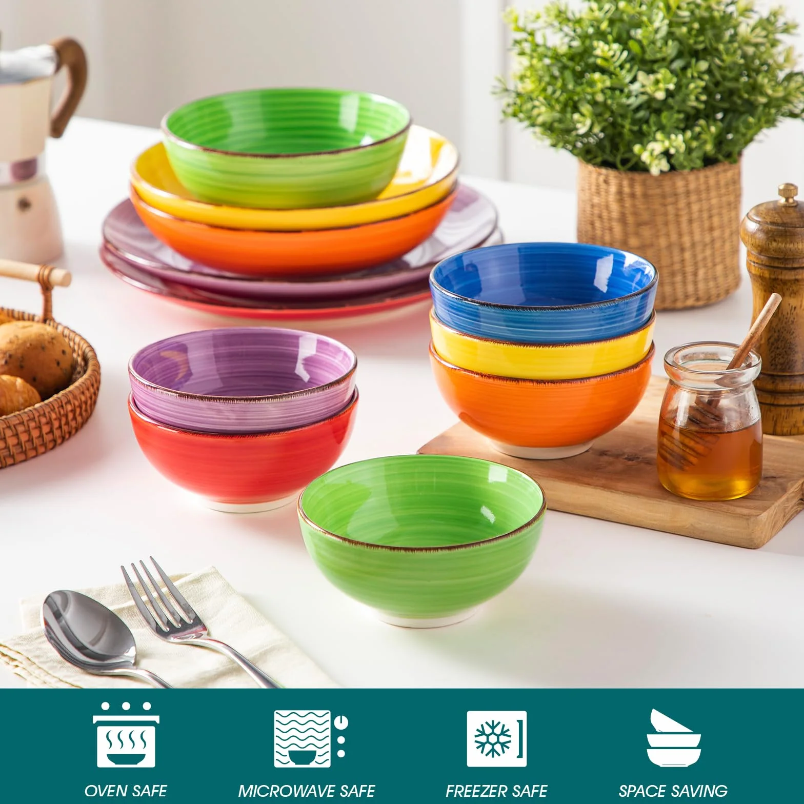 vancasso Zestaw małych miseczek Bonita, zestaw 6 sztuk, 380 ml, ceramiczne miseczki na musli, miseczki do maczania, miseczki do serwowania zupy, deserów, przekąsek, owsianki, ryżu, nadają się do
