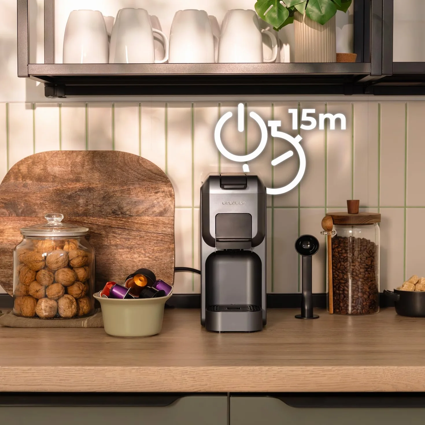 Cecotec Freestyle Compact Black ekspres do kawy na kapsułki, 1350 W, ogrzewanie Thermoblock, technologia Forcearoma 20 bar, ekspres do kawy 4 w 1, odpowiedni do kawy mielonej, Dolce Gusto, Nespresso i