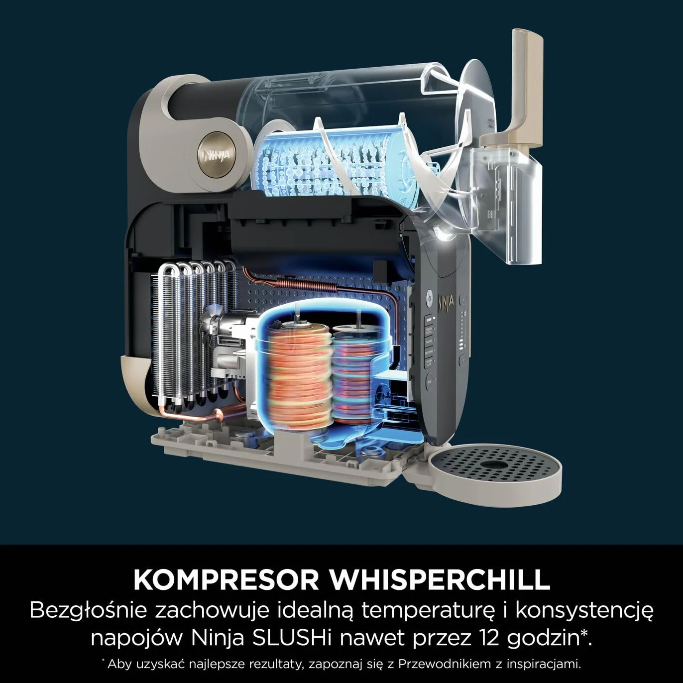 Ninja SLUSHi Maszynka do mrożonych napojów FS301EUSTGD, WhisperChill, duża pojemność, Złoty odcień kamienia