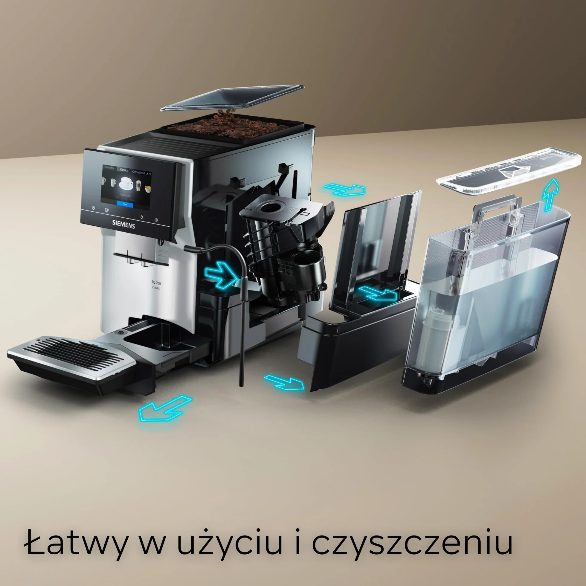 Siemens EQ700 Classic automatyczny ekspres do kawy z iSelect, Cold Brew, Slow Brew, Home Connect TP715E17