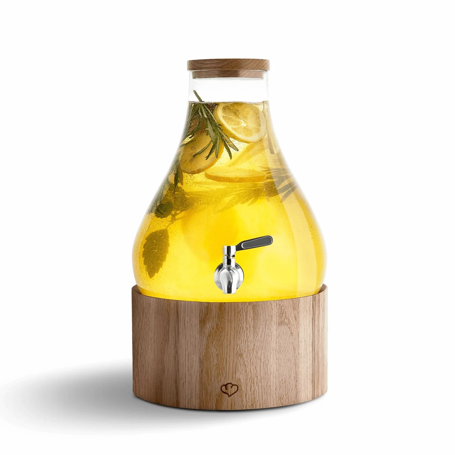 SPRINGLANE szklany dozownik do napojów 5,5 l Gloria z kranikiem i stojakiem ze stali nierdzewnej z drewna dębowego, dozownik lemoniady, Vintage Design Mason Jar