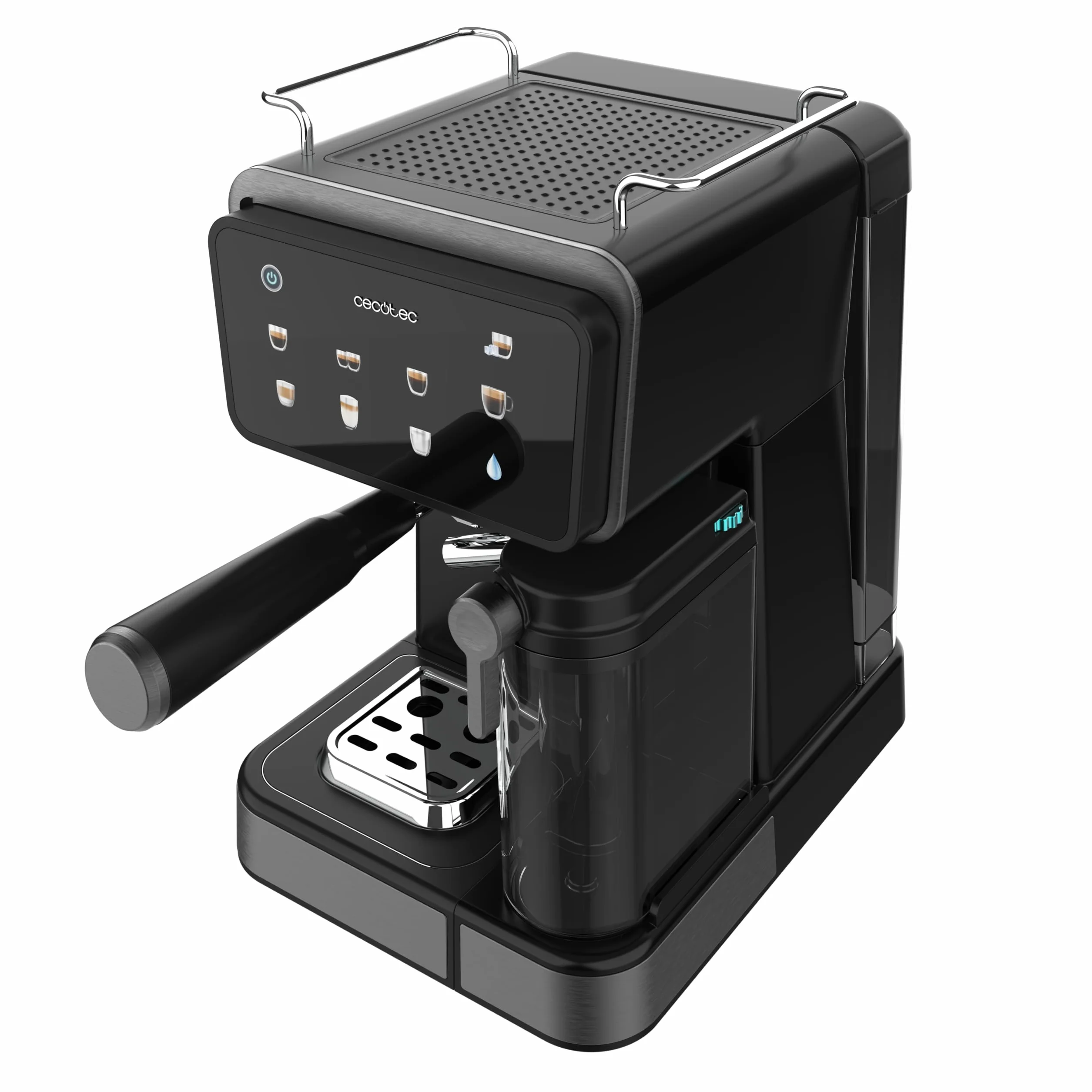 Cecotec Ekspresy do kawy półautomatyczne Power Espresso Touch ColdBrew Latte. 1350 W, 20 barów, zimny, hartowany lub gorący, ekran dotykowy, zbiornik na wodę 1,5 l, zbiornik na mleko, podwójne ramię