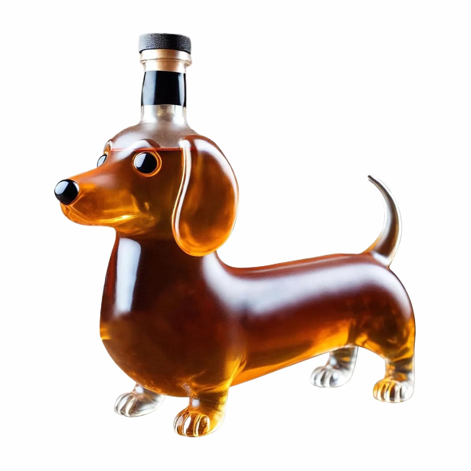Zabawna butelka whisky – zestawy upominkowe do whisky dla mężczyzn | szklana karafka w kształcie jamnika statuetka zwierzę karafka ozdoba, elegancka półka ekspozycyjna do jadalni, restauracji