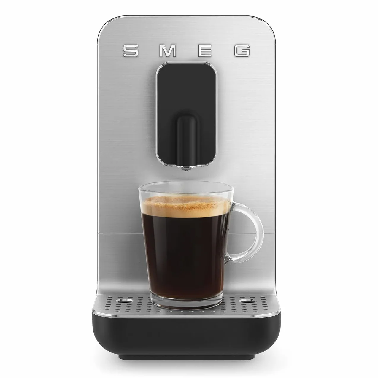 Smeg, Automatyczny ekspres do kawy espresso BCC11BLMEU, wbudowany młynek do ziarna, system termoblokowy, zbiornik na wodę 1,4 l, wyjmowany pojemnik na odpady, kompaktowe wymiary, 1350W, czarny