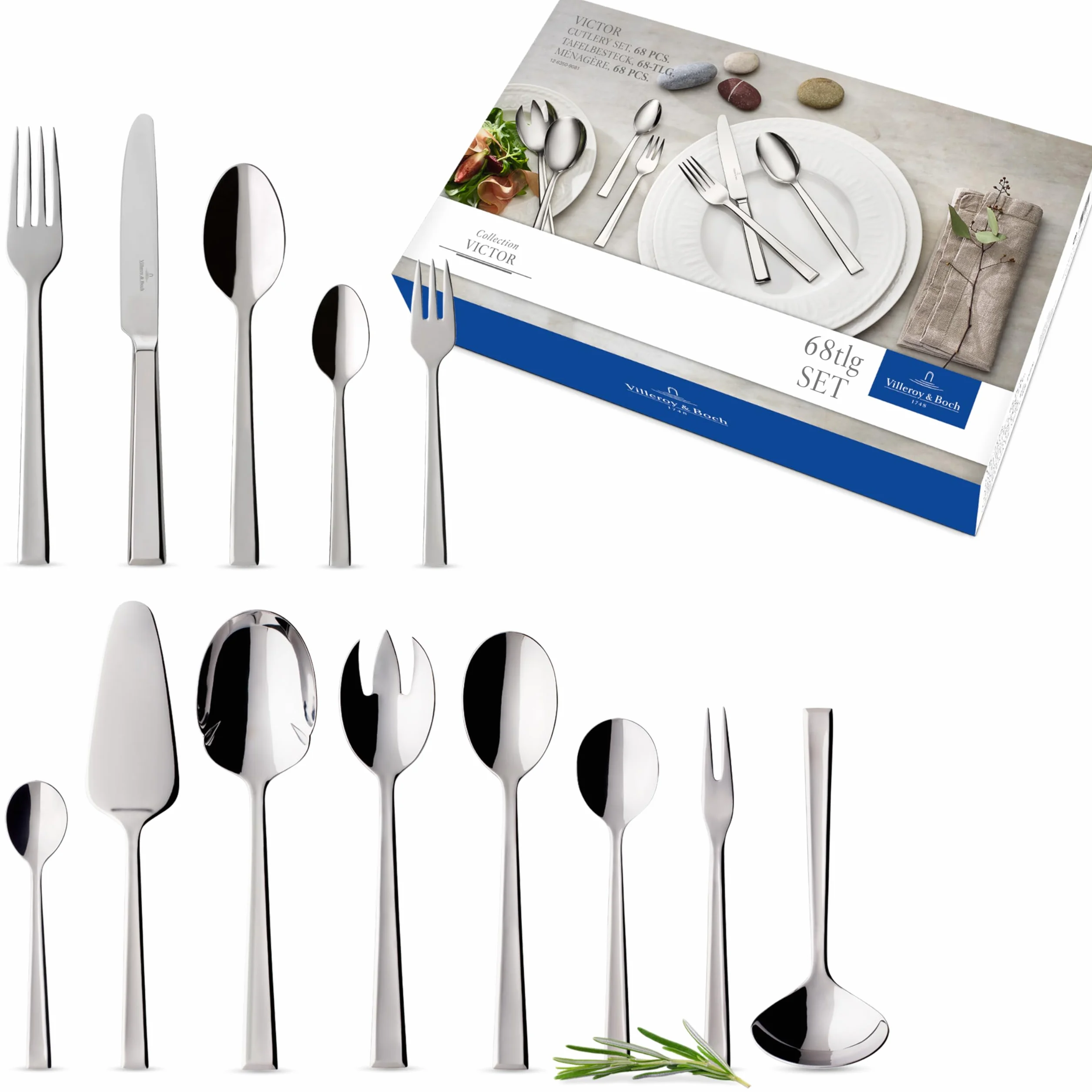 Villeroy & Boch Victor Zestaw Sztućców, Srebrny, 68 Elementów
