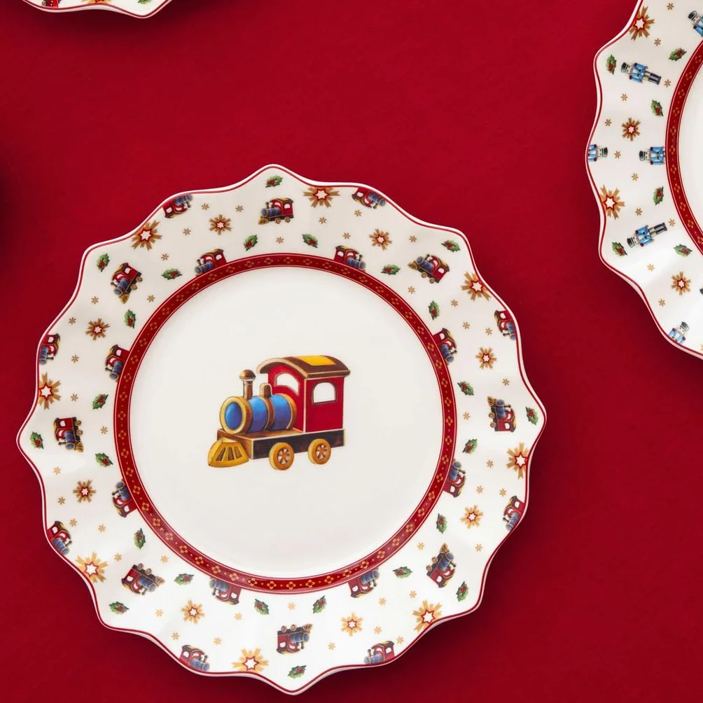 Villeroy & Boch - Toy's Delight zestaw śniadaniowy dla 2 os. lokomotywa 6-cz. kolorowy, Boże Narodzenie, komplet naczyń z talerzami śniadaniowymi, filiżankami i miskami, porcelana Premium