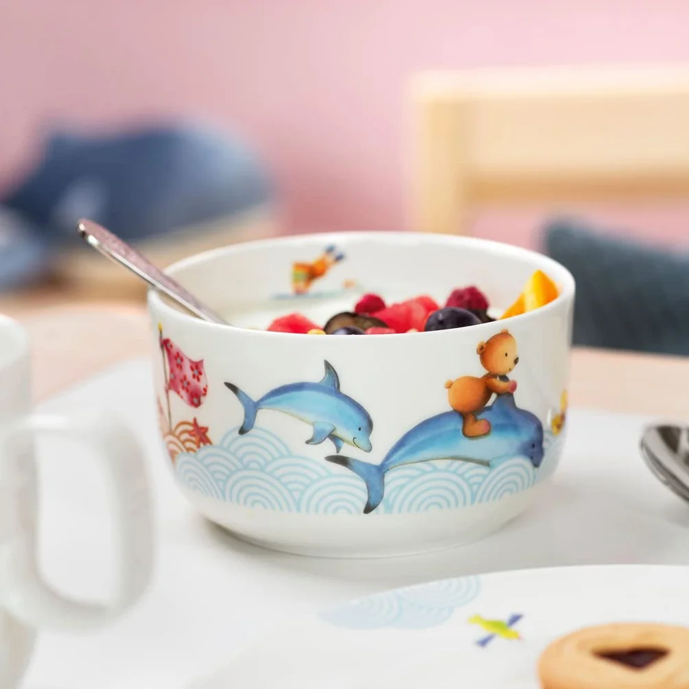 Villeroy & Boch Happy as a Bear miska na musli, 440 ml, wysokiej jakości porcelana, biała/kolorowa
