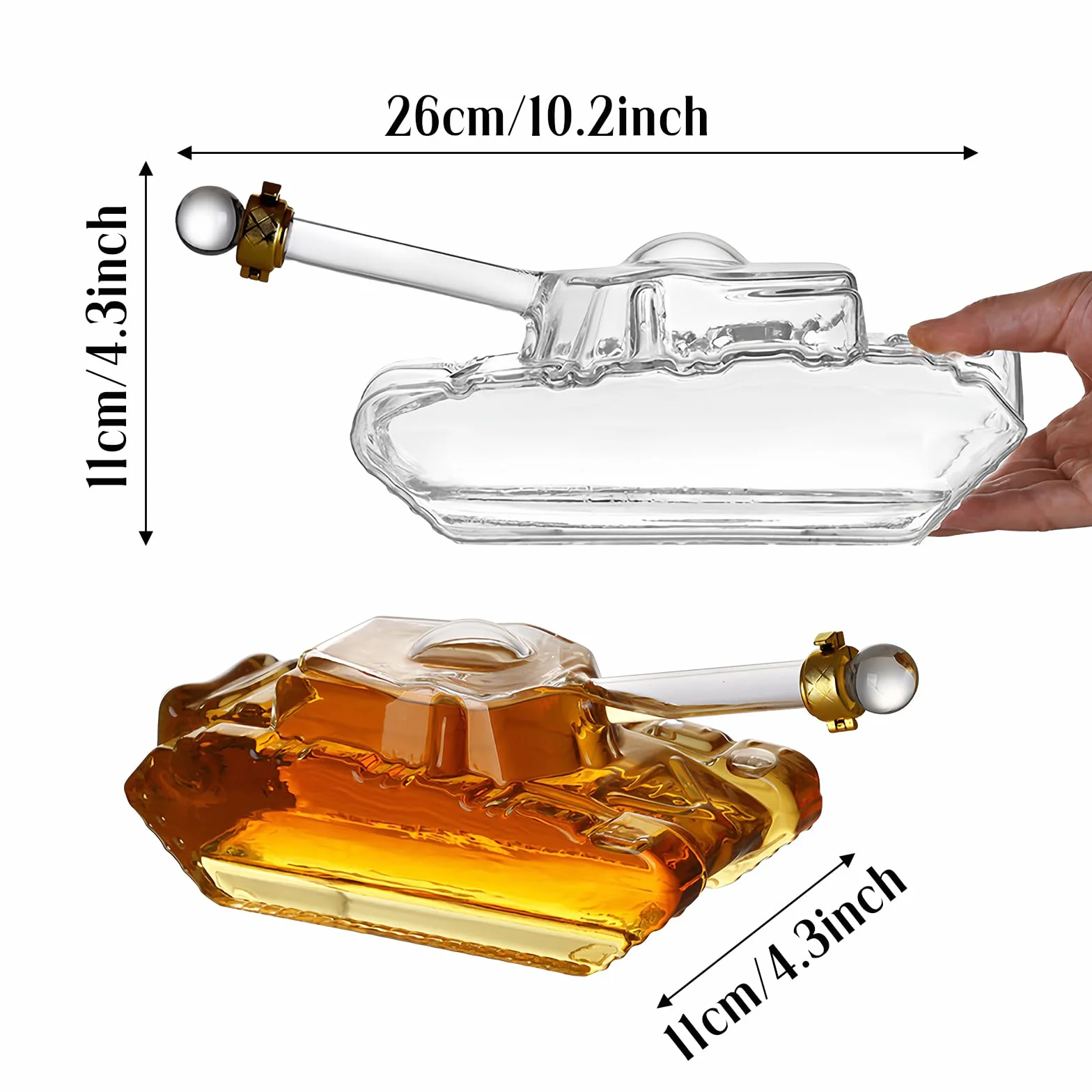 1000 ml Decanter Whisky, kryształowa karafka do whisky, karafka do whisky w kształcie zbiornika, na urodziny mężczyzn, dzień ojca i prezenty świąteczne