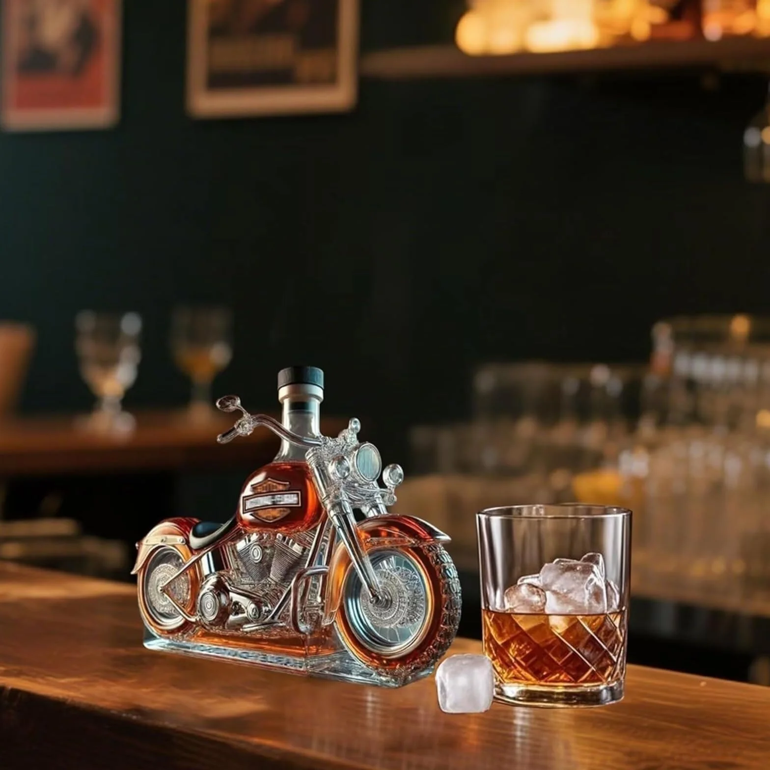 V-Twin Reserve karafka do whisky, motocyklowa butelka na whisky, butelka do whisky w kształcie orła, grawerowanie 300 ml, nadaje się do baru, stołu, kuchni