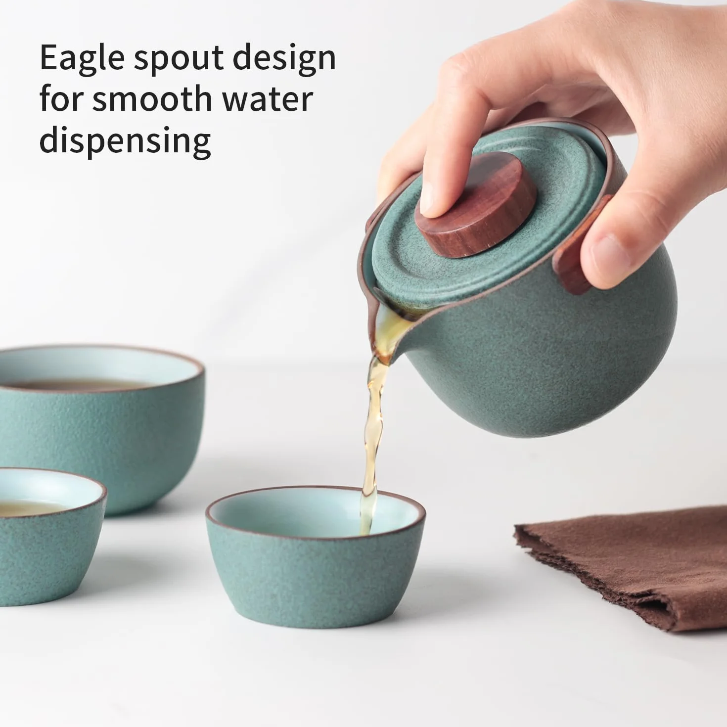 Przenośny zestaw czajniczek Kungfu, ceramiczny zestaw do herbaty Gongfu z 3 filiżankami na jeden zestaw w torbie podróżnej, podróżny zestaw do herbaty dzbanek do herbaty dla miłośników herbaty dom