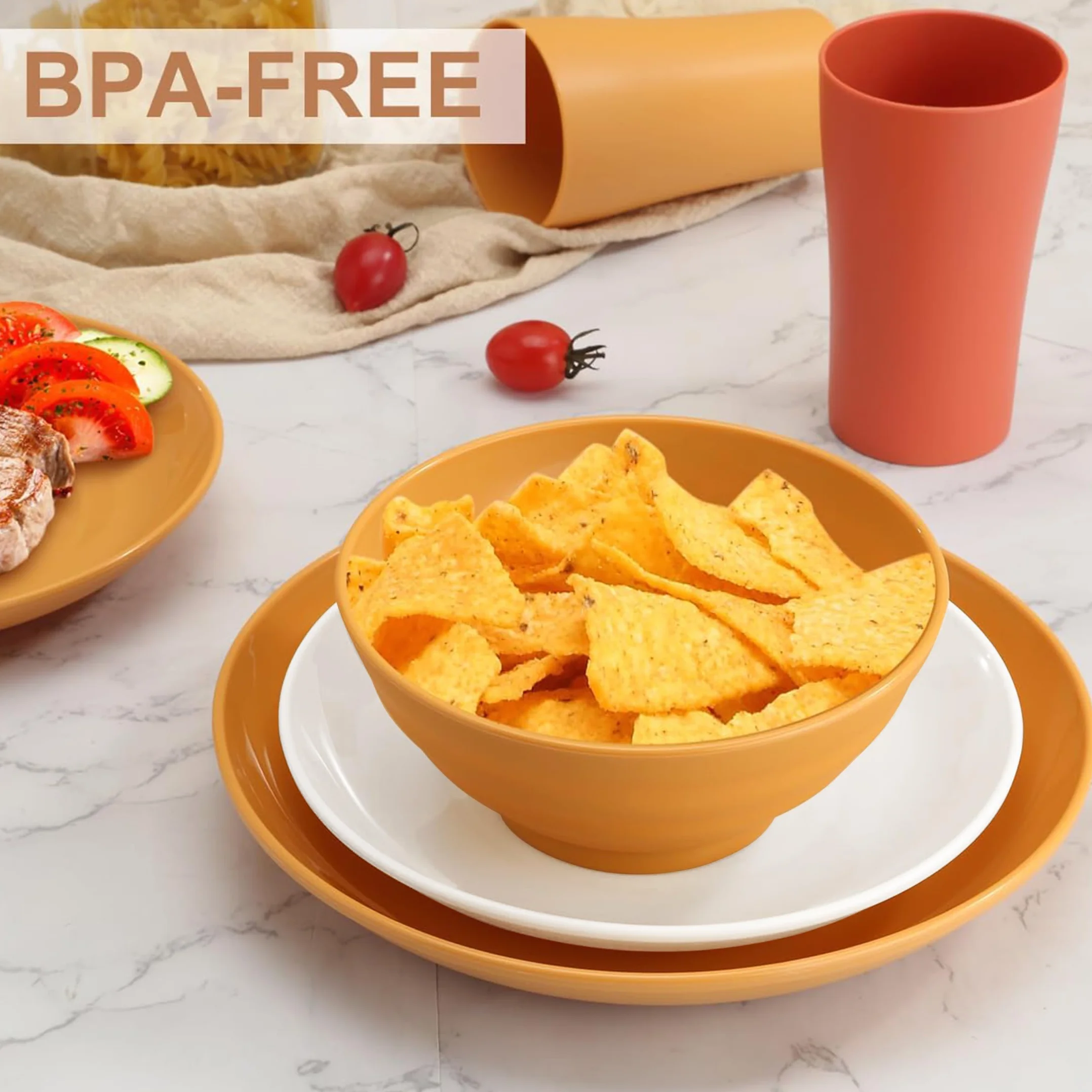Bestdin Miseczki na musli, zestaw 12 sztuk, 600 ml, miski na zupę, salaterki, nietłukące, lekkie, zestaw misek i misek z tworzywa sztucznego, nie zawierają BPA, nadają się do kuchenki mikrofalowej i