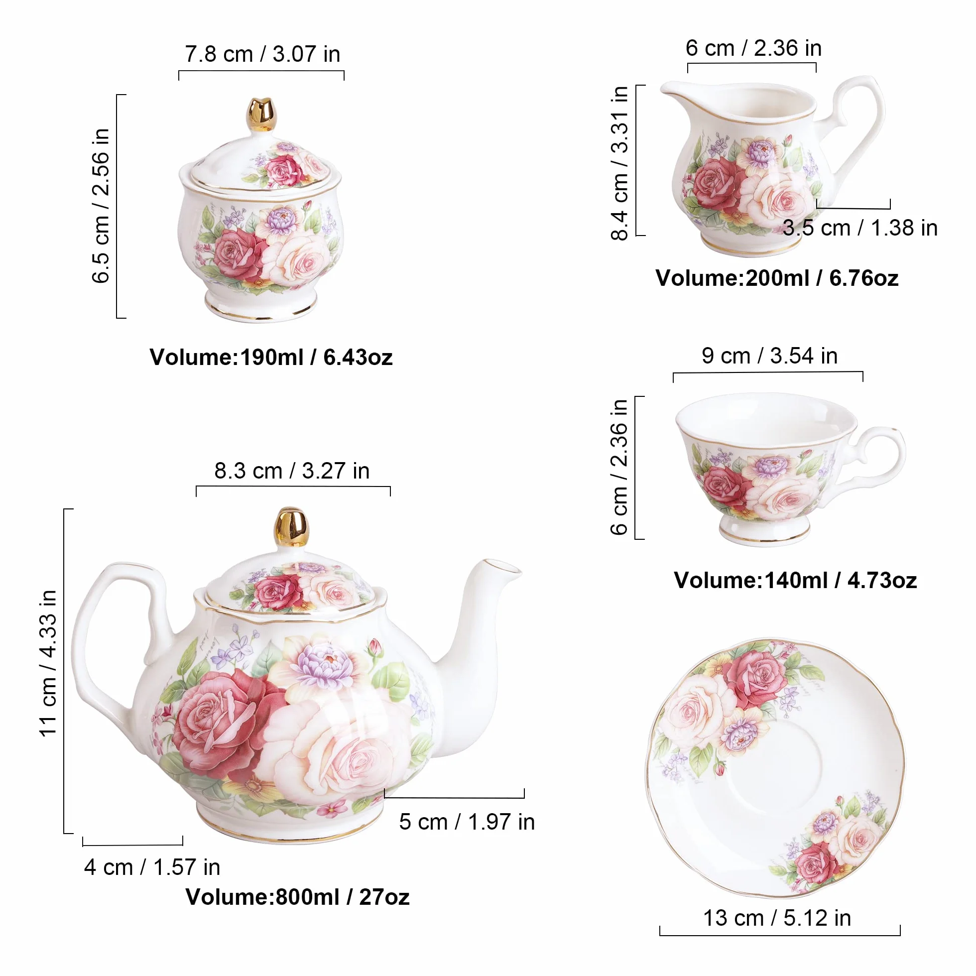 Porcelanowy zestaw do kawy i herbaty różowy vintage