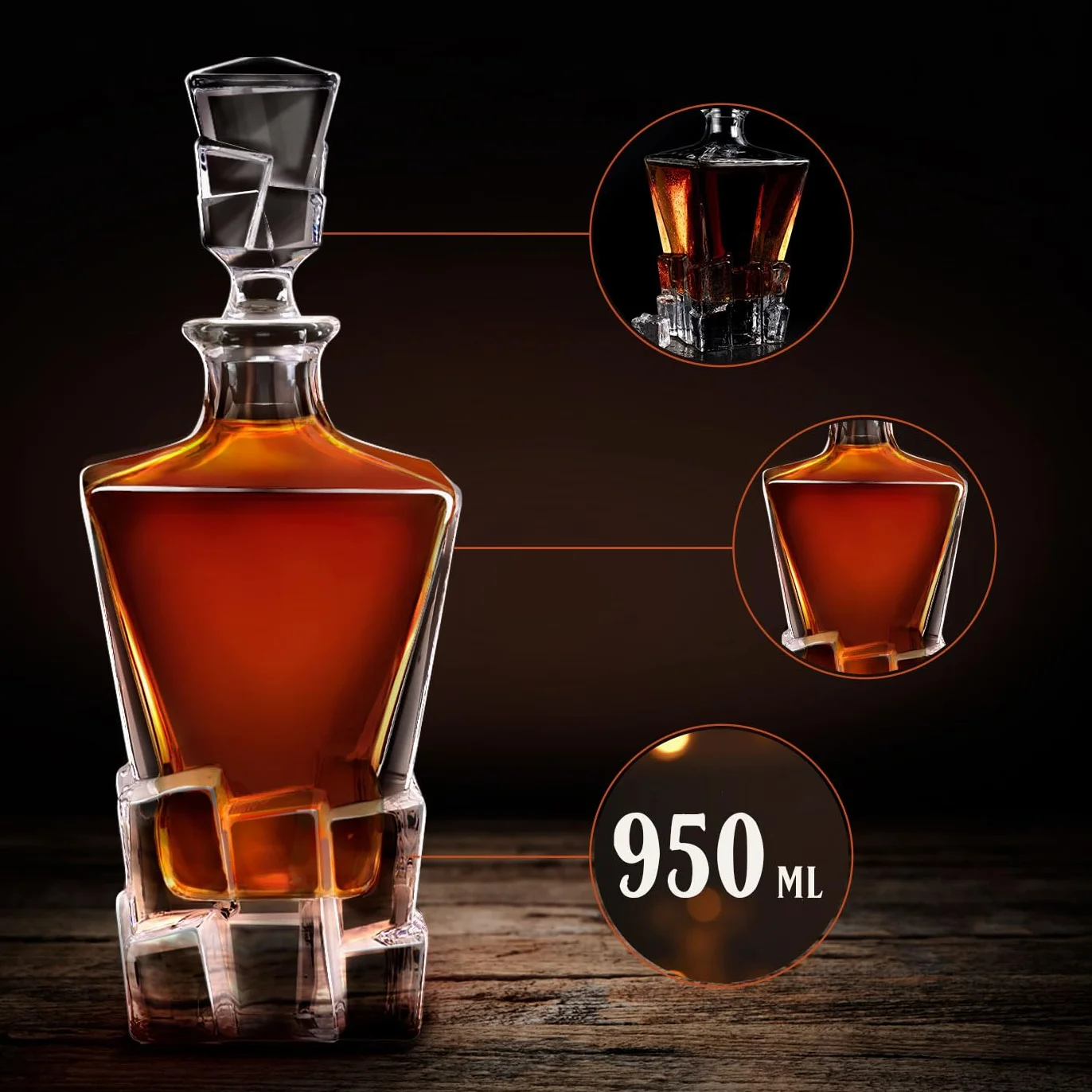 Maverton Zestaw do Whisky – Karafka 950 ml + 2 Szklanki 250 ml - Prezent dla Mężczyzny z Klasą - Szkło Premium do Whisky - Na Rocznicę, Święta, Dzień Ojca