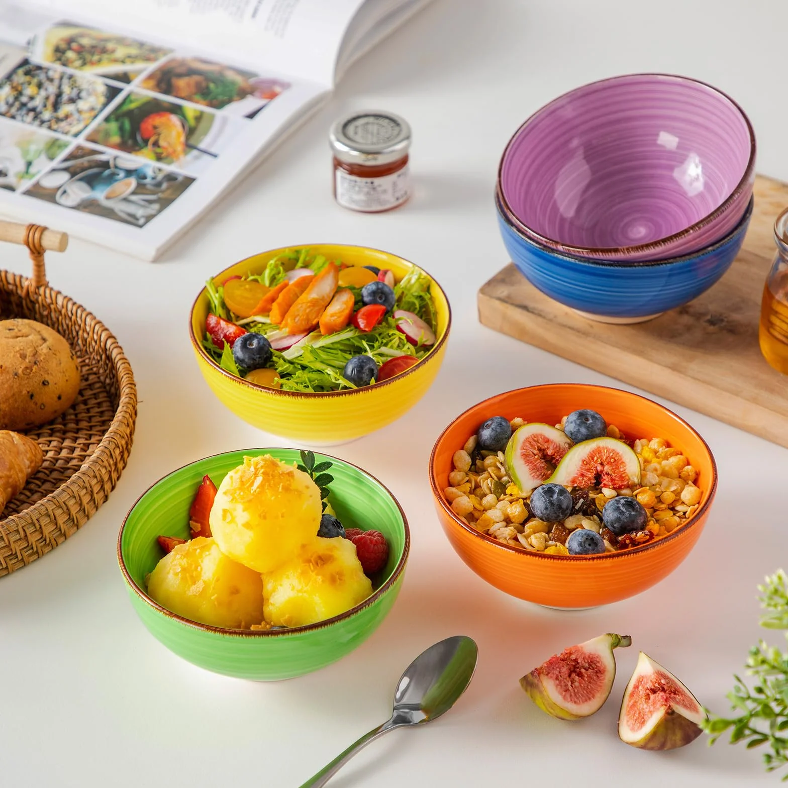 vancasso Zestaw małych miseczek Bonita, zestaw 6 sztuk, 380 ml, ceramiczne miseczki na musli, miseczki do maczania, miseczki do serwowania zupy, deserów, przekąsek, owsianki, ryżu, nadają się do