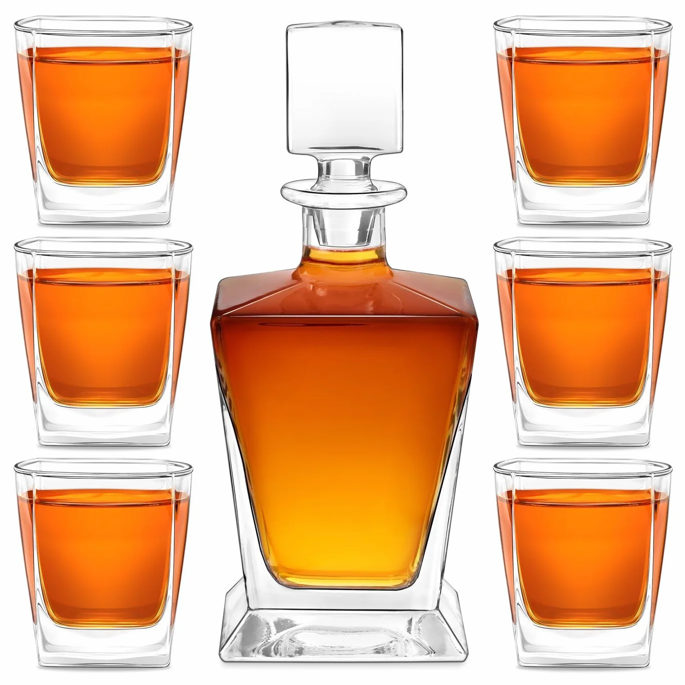 Maverton Zestaw do Whisky – Karafka 800 ml + 6 Szklanek 250 ml - Ekskluzywny Prezent dla Mężczyzny - Szkło Premium na Alkohol - Urodziny, Dzień Ojca, Rocznica