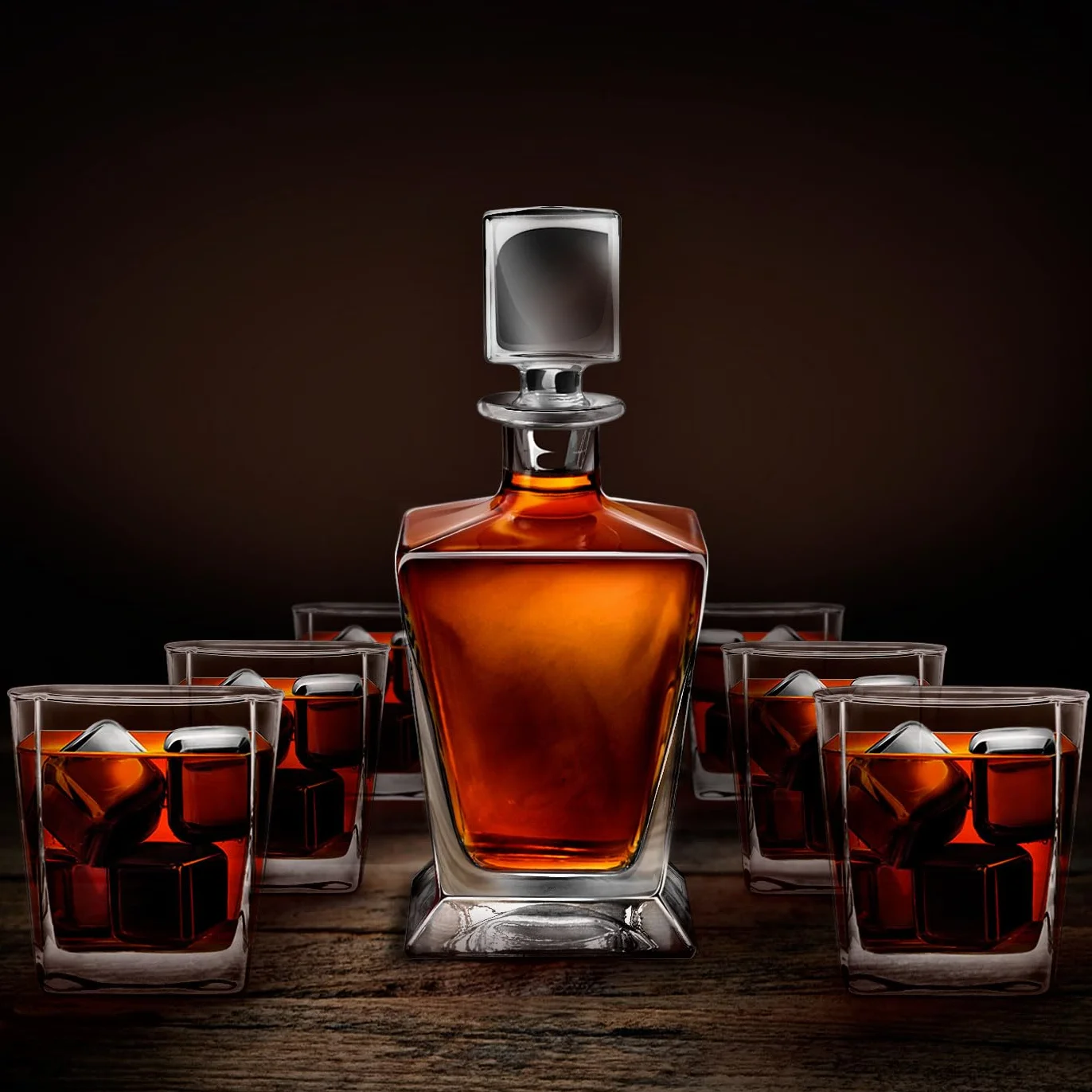 Maverton Zestaw do Whisky – Karafka 800 ml + 6 Szklanek 250 ml - Ekskluzywny Prezent dla Mężczyzny - Szkło Premium na Alkohol - Urodziny, Dzień Ojca, Rocznica