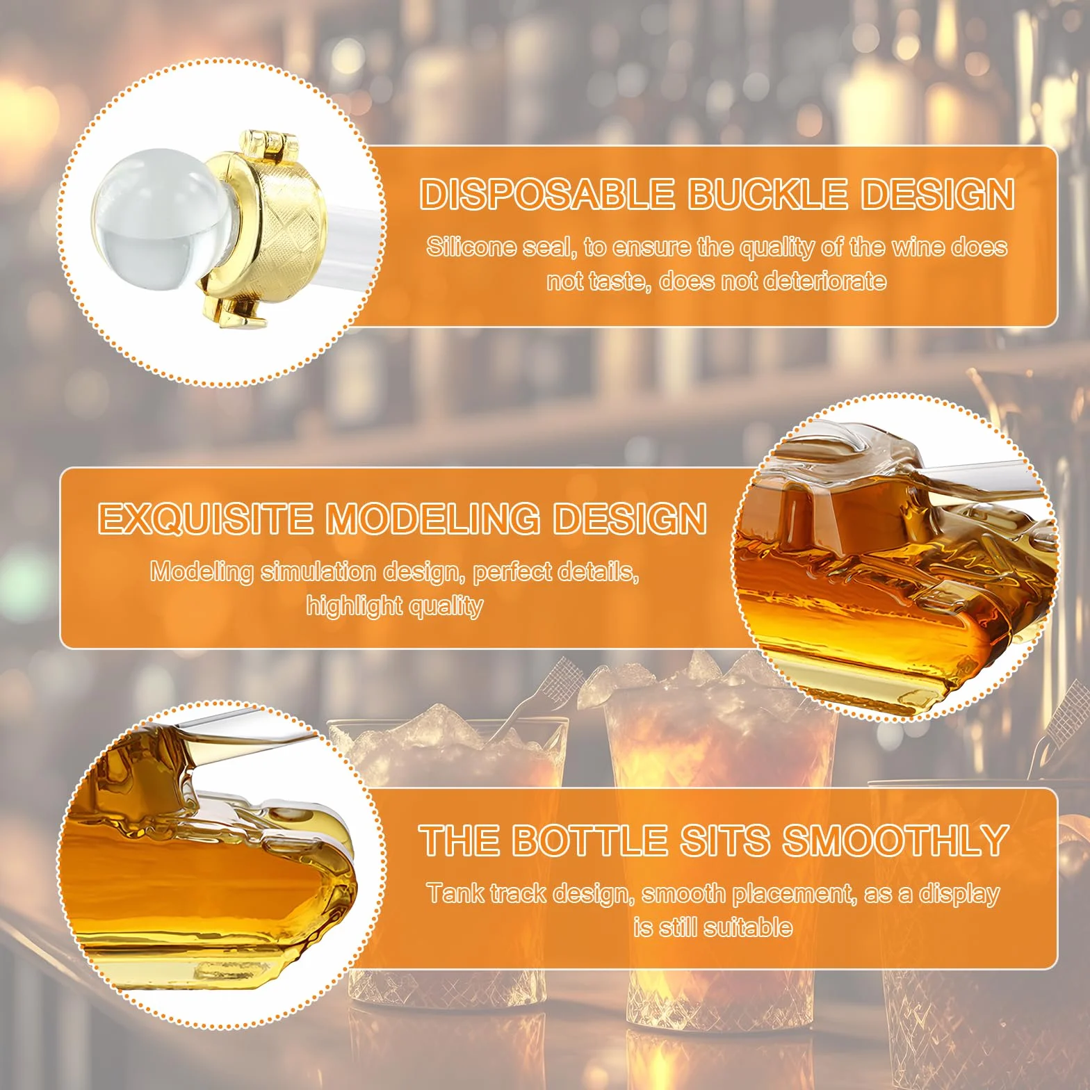 1000 ml Decanter Whisky, kryształowa karafka do whisky, karafka do whisky w kształcie zbiornika, na urodziny mężczyzn, dzień ojca i prezenty świąteczne