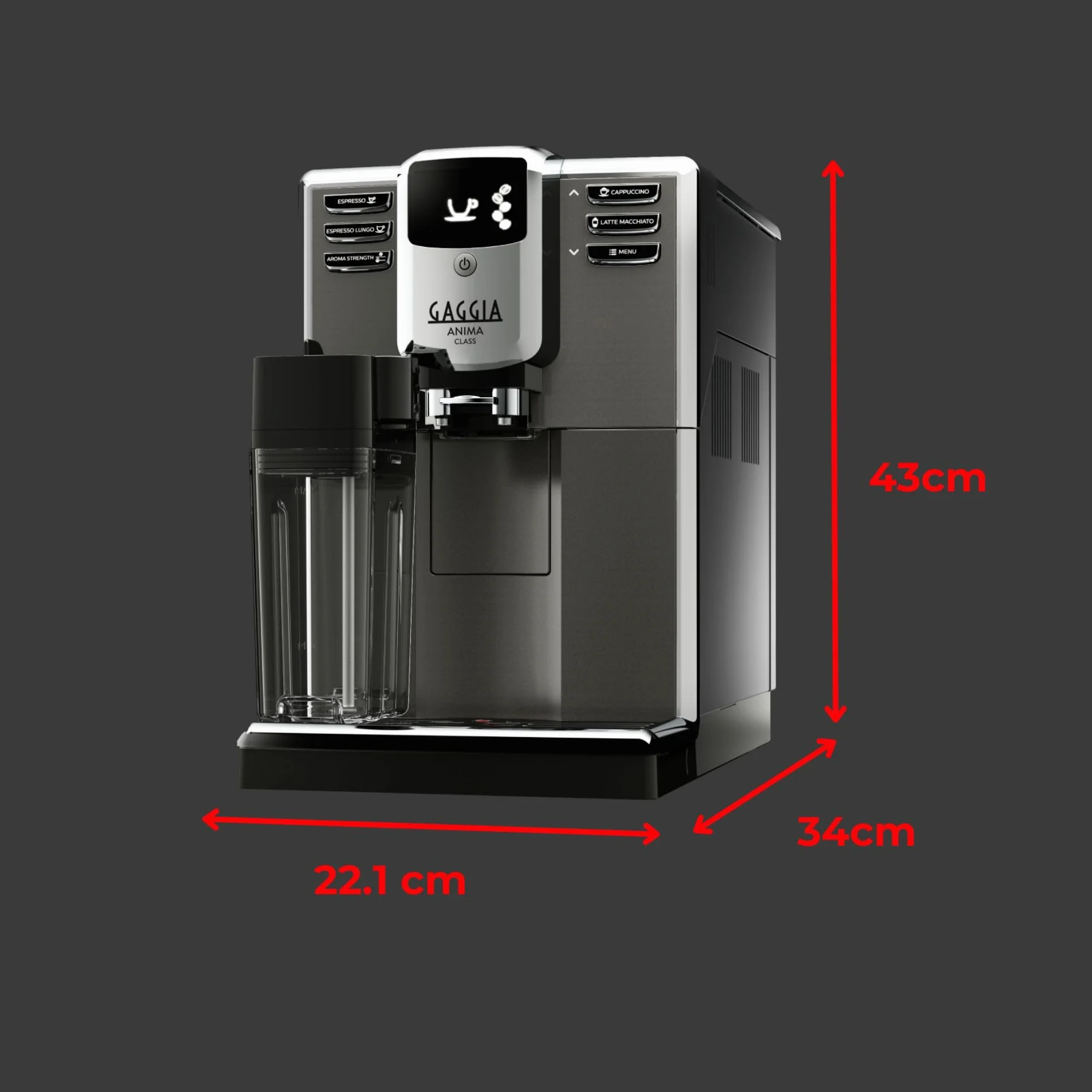 Gaggia Anima Class automatyczny ekspres do kawy Bean to Cup, ekspres do espresso i cappuccino, ciemny srebrny