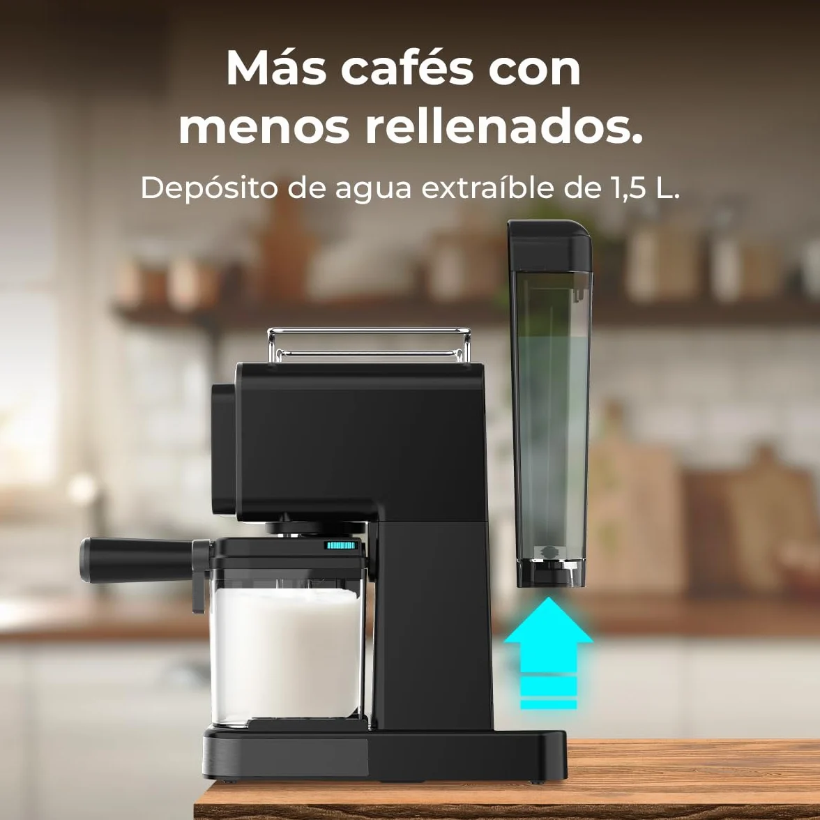 Cecotec Ekspresy do kawy półautomatyczne Power Espresso Touch ColdBrew Latte. 1350 W, 20 barów, zimny, hartowany lub gorący, ekran dotykowy, zbiornik na wodę 1,5 l, zbiornik na mleko, podwójne ramię