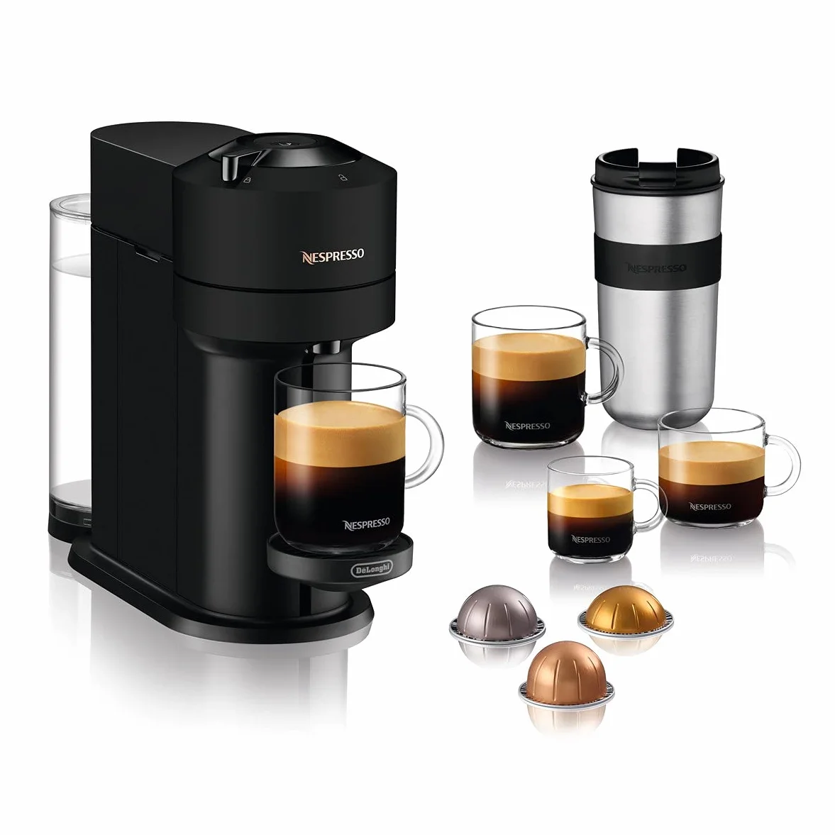 Nespresso De'Longhi Nespresso Vertuo Next ekspres do kawy, ENV120.BM, czarny matowy, czarny matowy