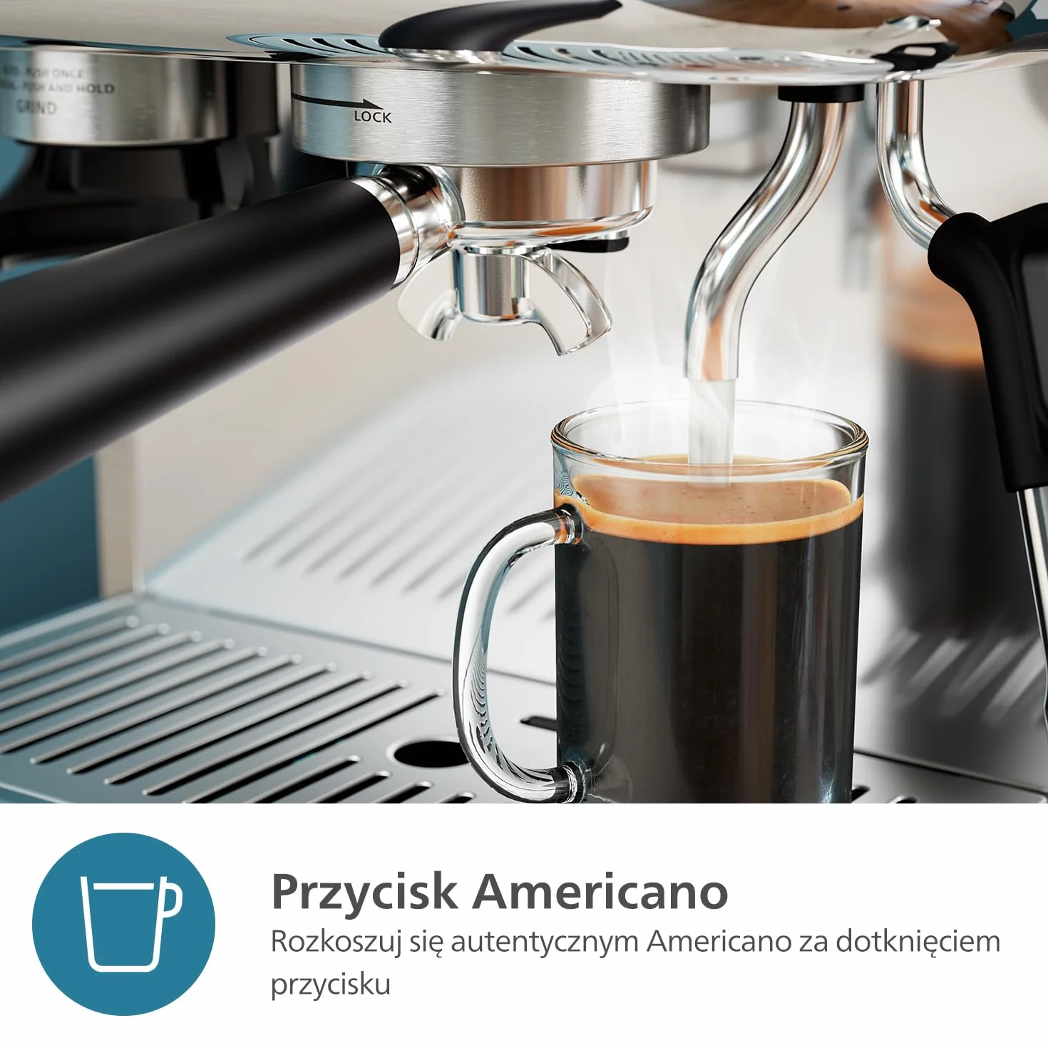 Półautomatyczny ekspres do kawy PHILIPS Barista Brew - pojedyncze i podwójne espresso + przycisk Americano, podwójny pojemnik na kawę ziarnistą, kalibrowane ubijanie, metalowe cappuccino (PSA3228/41)