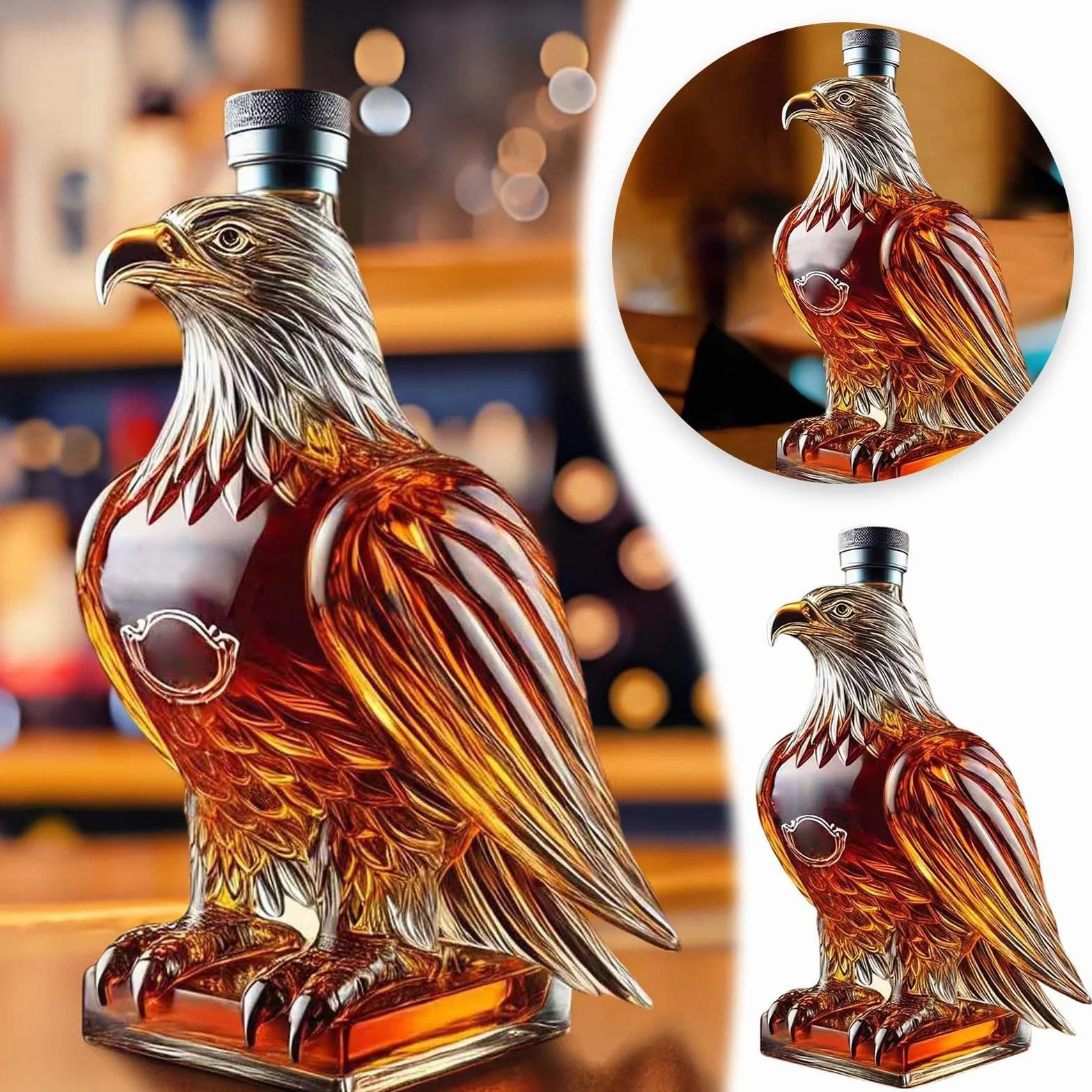Adler butelka do whisky Jack Daniels, orzeł dekanter do whisky, wyjątkowy prezent dla miłośników, ojca, męża lub przyjaciela, dekoracja baru (2 szt.)
