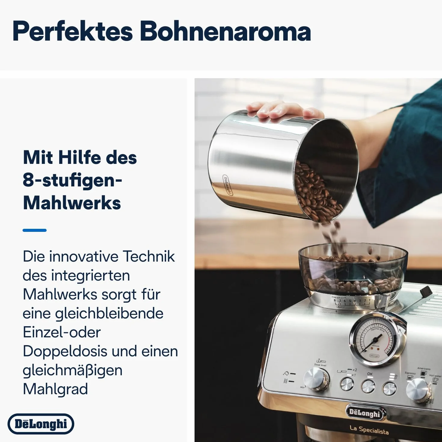 De'Longhi La Specialista Arte Ekspres do Kawy, Srebrny, 1450 W, 230 V