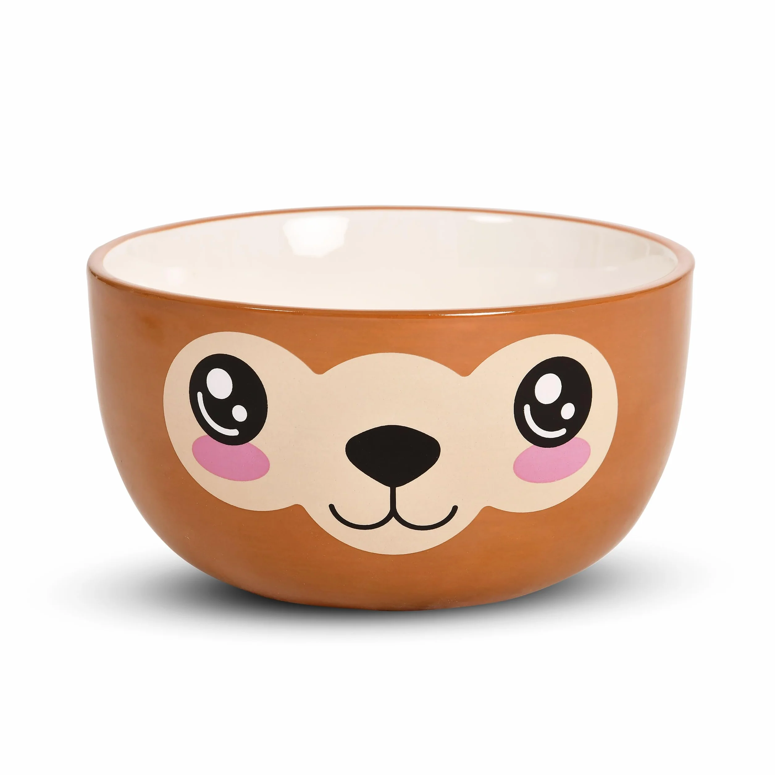 Elbenwald Alpaka Kawaii miska z pokrywką dla fanów anime Ramen miska na płatki śniadaniowe z nadrukiem dookoła 550 ml ceramiczna brązowy