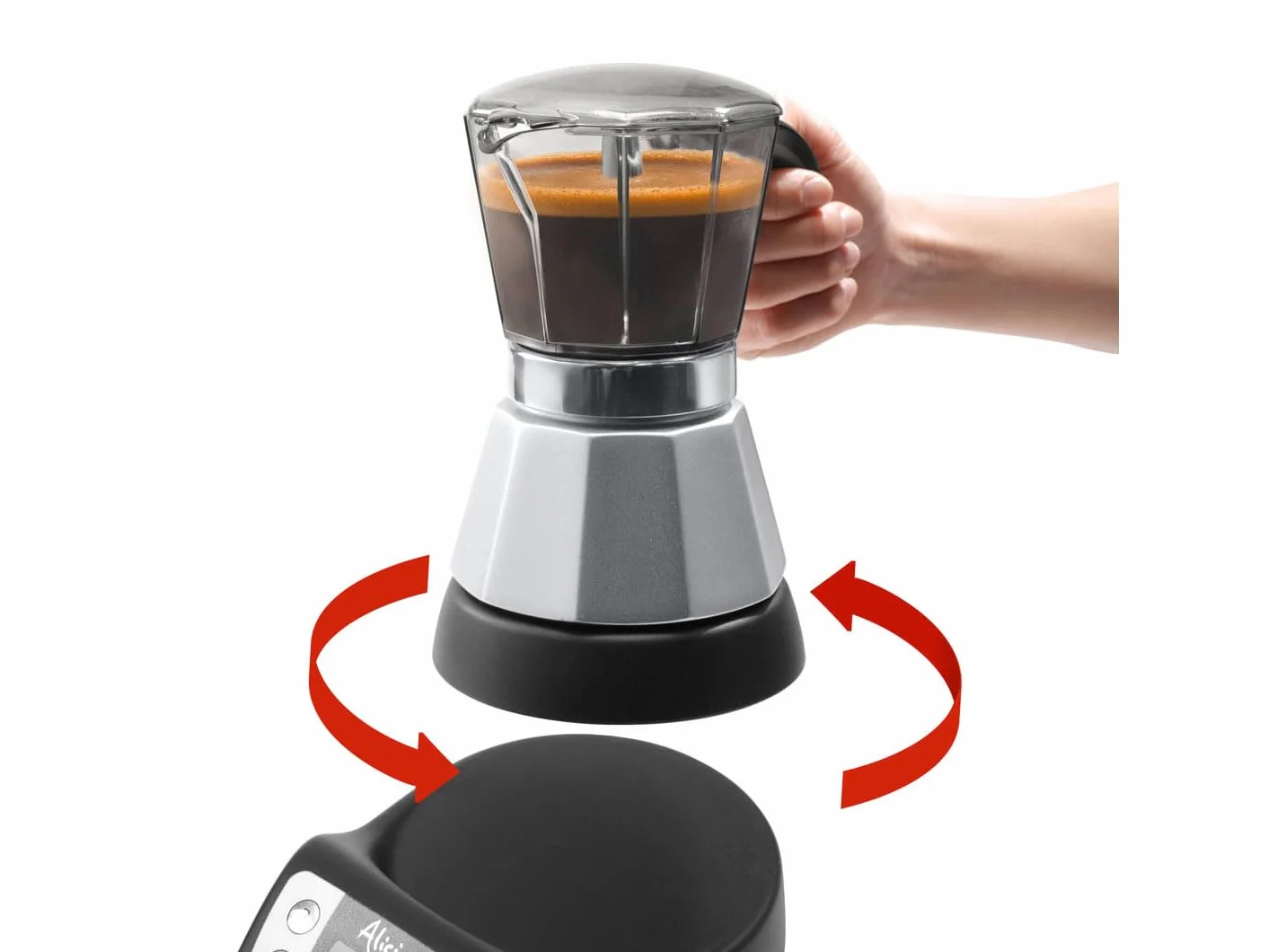 De'Longhi EMKP42.B Alicia PLUS elektryczny ekspres do kawy Moka, 450 W, 2-4 filiżanki, tworzywo sztuczne, czarny/srebrny czarny