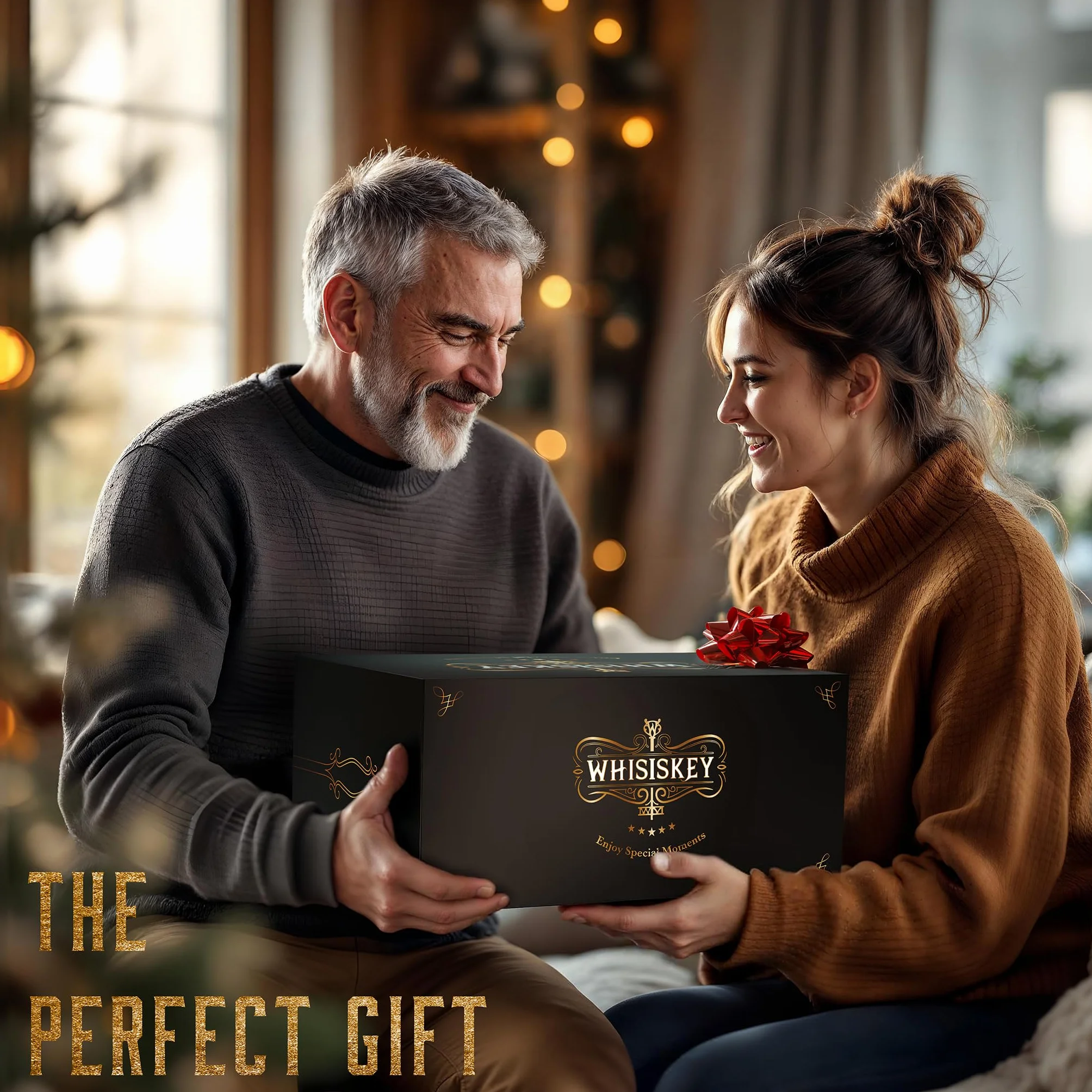 WHISISKEY Zestaw Karafka do Whisky - Zestaw Prezentowy Whiskey - Prezenty dla Mężczyzn - Pomysły na Prezent dla Mężczyzny - Klasyczna Karafka 700ML, 2 Szklanki do Whisky, 4 Kamienie do Whisky