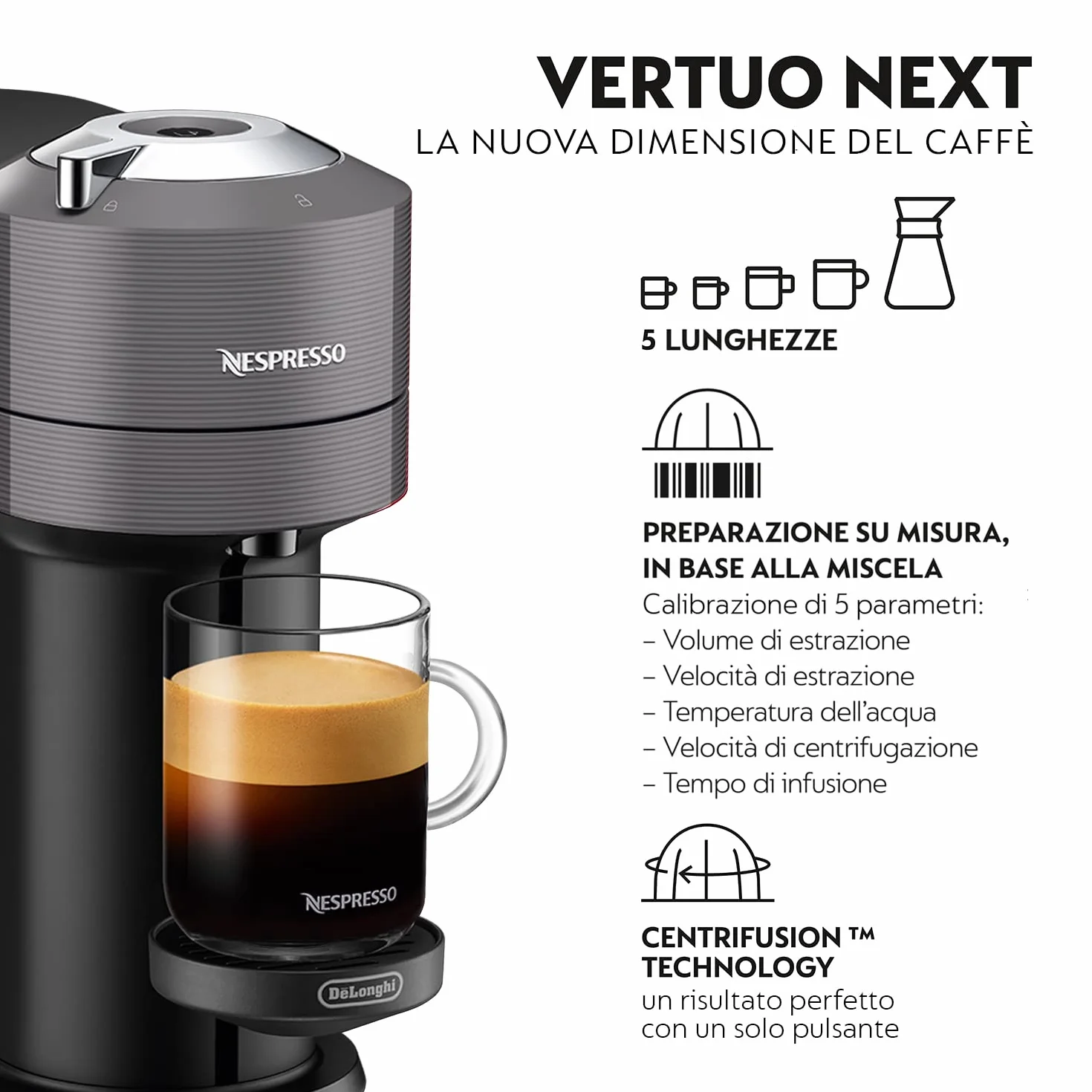 Nespresso Vertuo Next ENV 120.GY Ekspres Do Kawy, 1500 W, Czarno/Srebrny