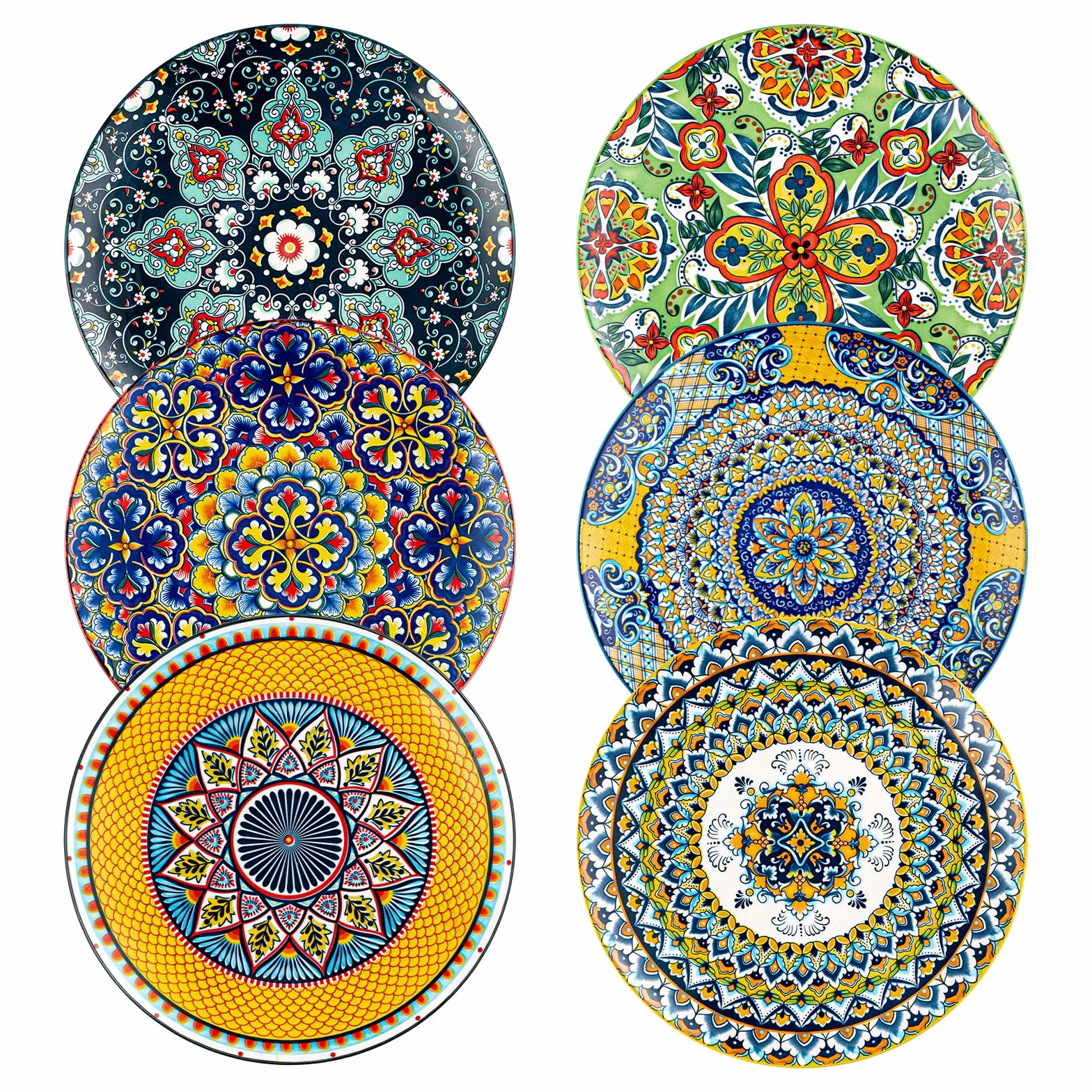 Porcelanowe talerze do sałatek 27 cm ceramiczne boho 6 sztuk