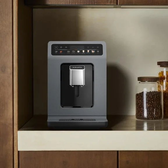 Krups EA898GF0 Evidence Hot & Cold, automatyczny ekspres do kawy ziarna, 18 gorących i zimnych przepisów, espresso, cappuccino One Touch, intuicyjny interfejs, szary