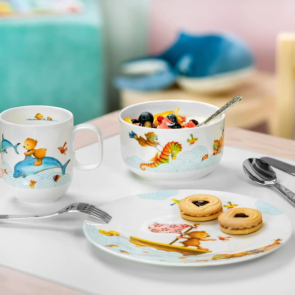Villeroy & Boch Happy as a Bear miska na musli, 440 ml, wysokiej jakości porcelana, biała/kolorowa