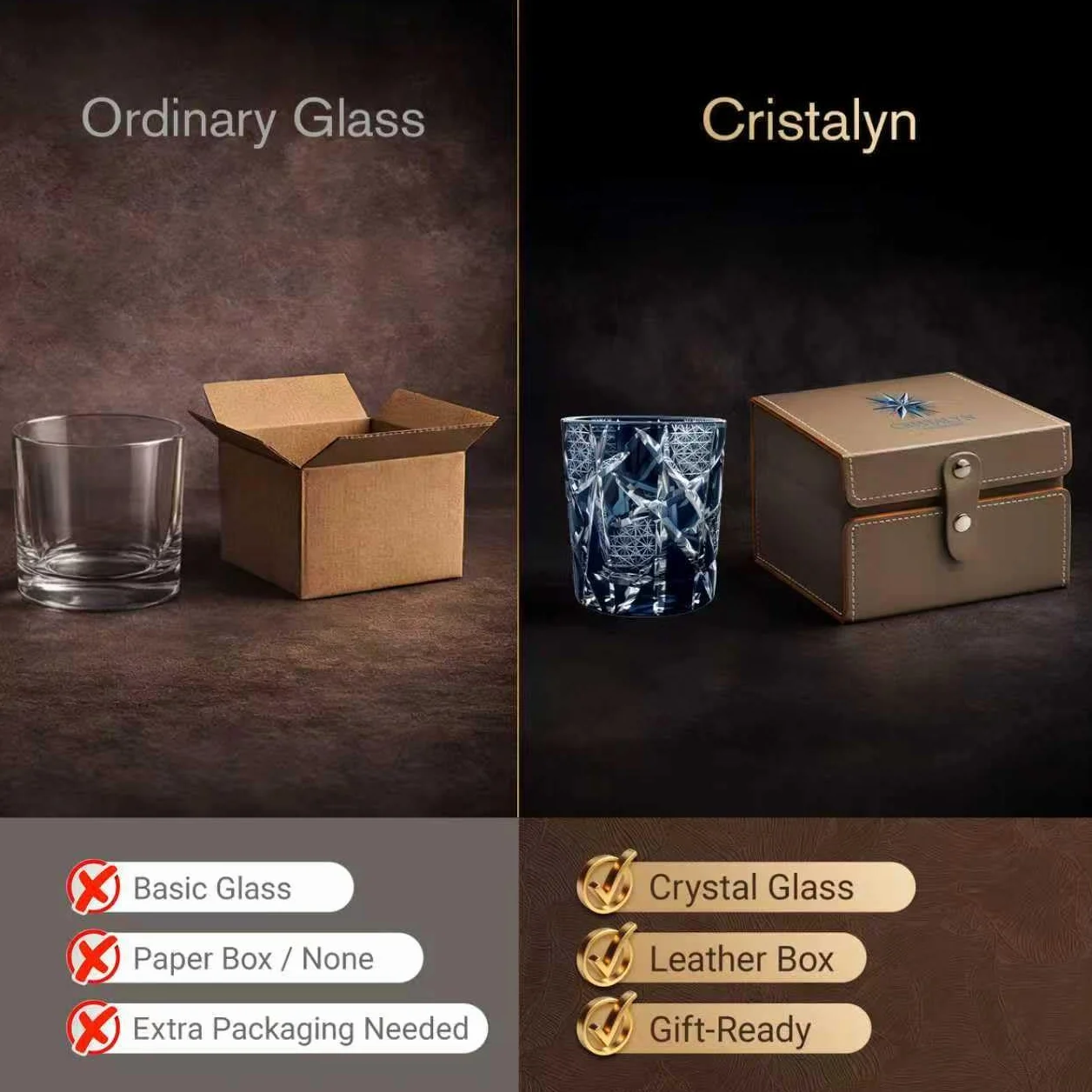 Szklanka do whisky Edo Kiriko 250 ml niebieski geometryczny grawer tumbler