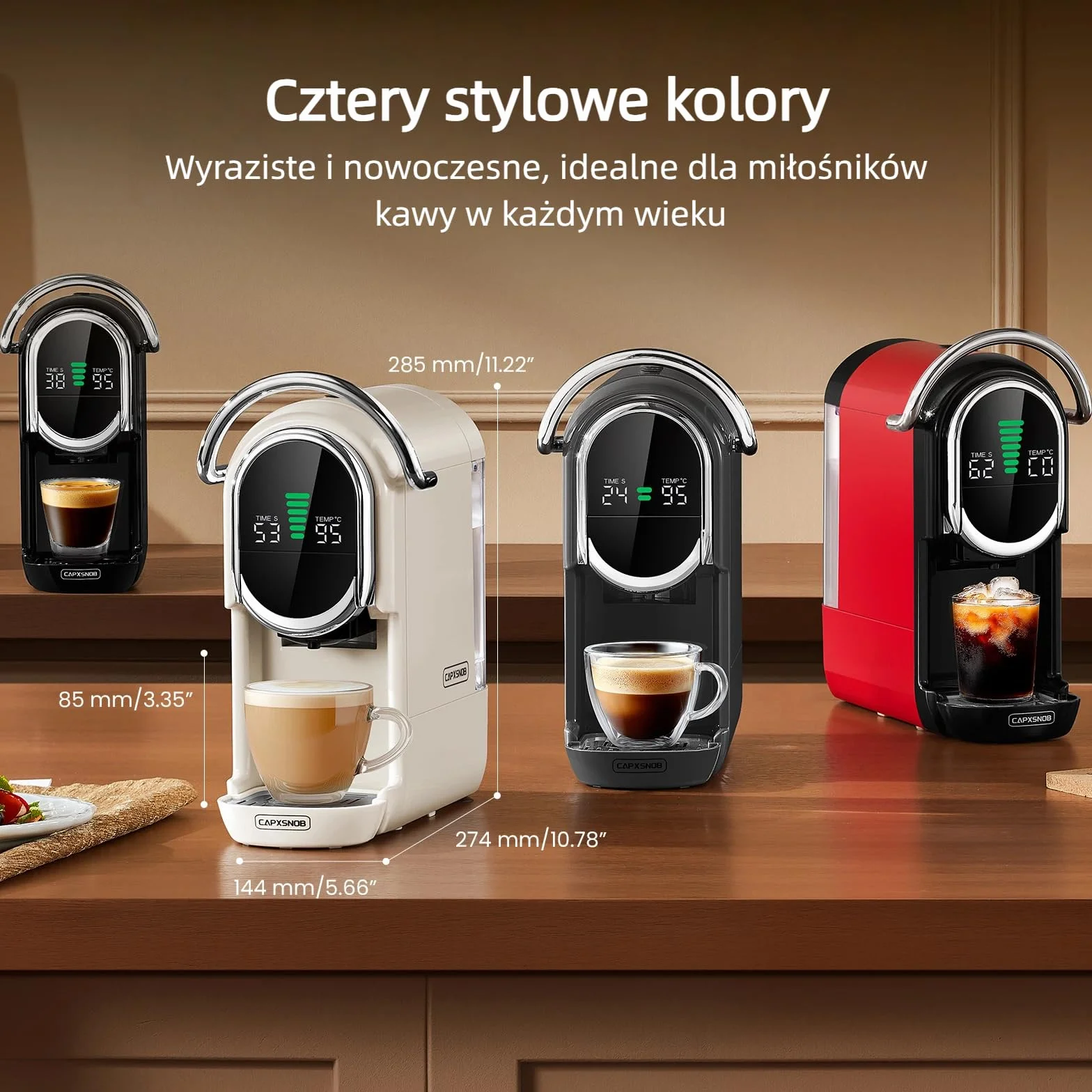 Magician1 Mini Ekspres do kawy 5 w 1, Nespresso, Dolce Gusto, Lavazza A Modo Mio, ESE 44mm, 20 Bar, 1450W