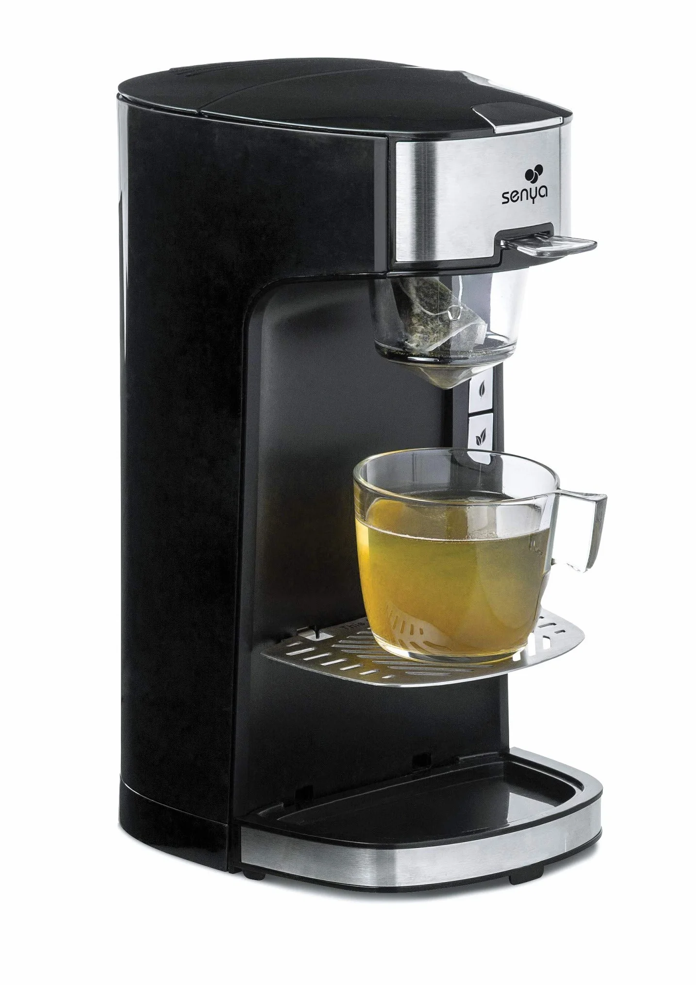 SENYA Tea Time SYBF-CM013N, elektryczny dzbanek do herbaty, nadaje się do luźnych liści lub torebek herbaty, z wyjmowanym sitkiem do herbaty 1415 W, czarny