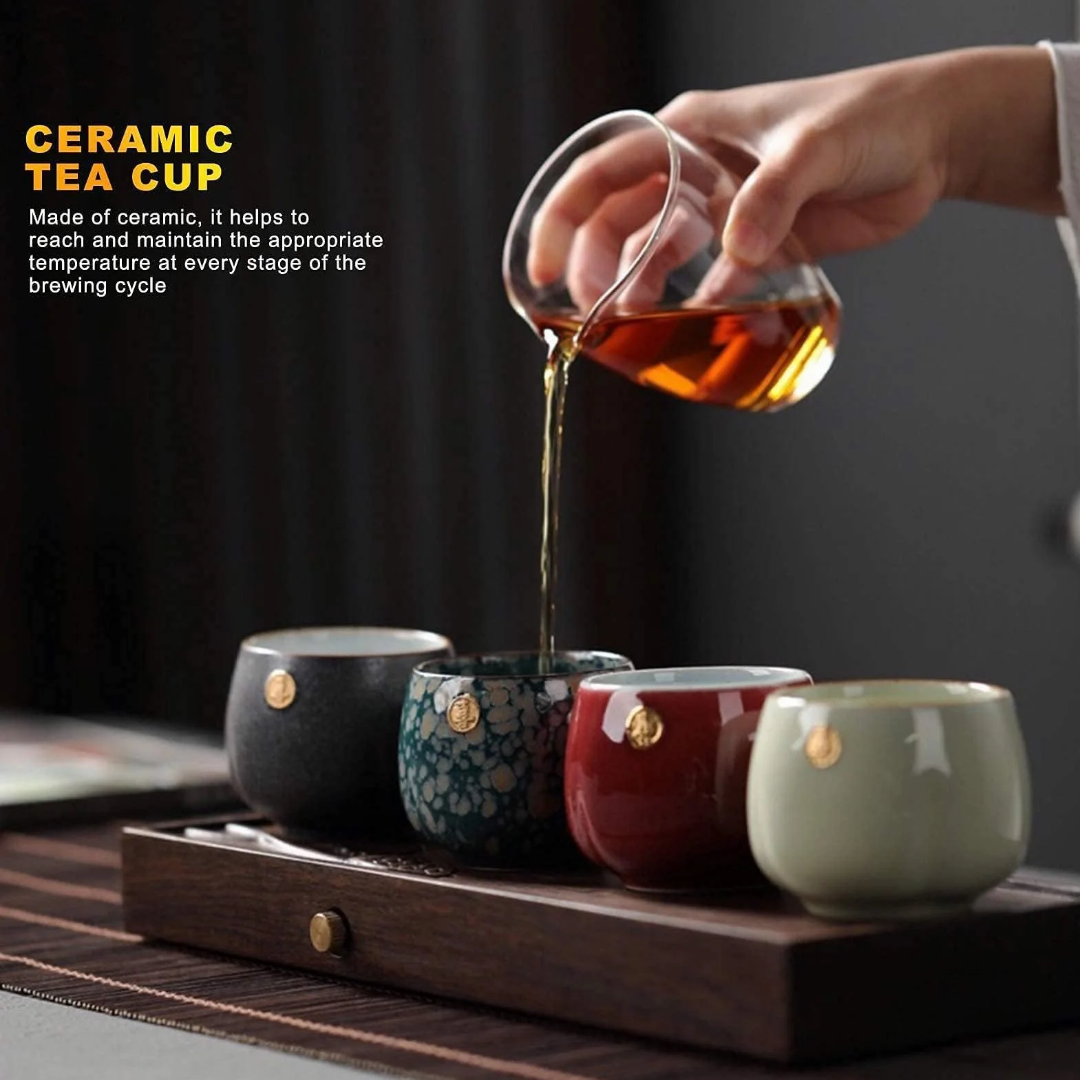 HERCHR Ceramiczny japoński zestaw do sake, ceramiczny japoński kubek do herbaty, chiński/japoński styl retro kubek do herbaty Kung Fu Teaware Sake Cup, chiński zestaw upominkowy do herbaty