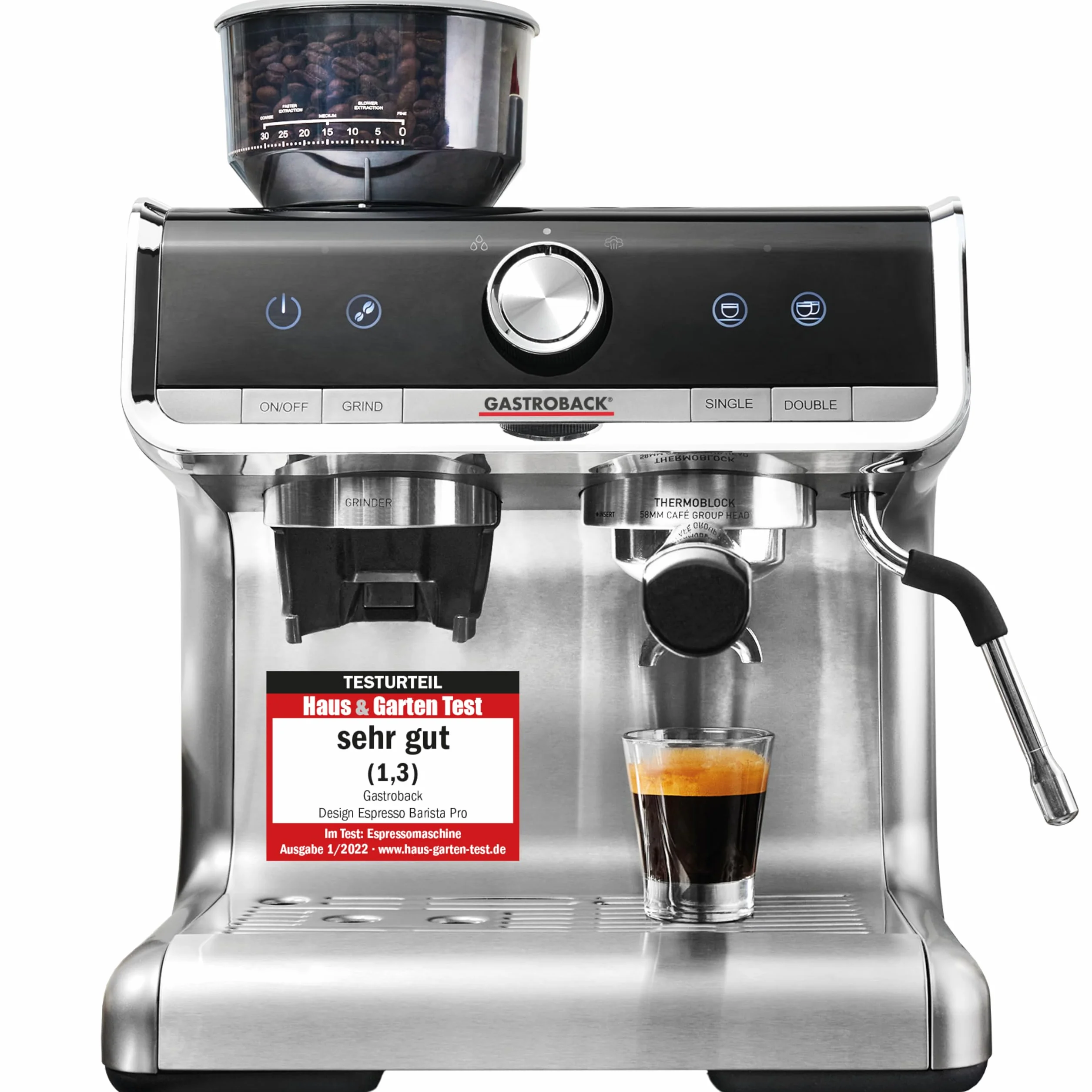 Gastroback Espresso Barista Pro Ekspres do Kawy, Srebrny/Czarny, 1550W 240V