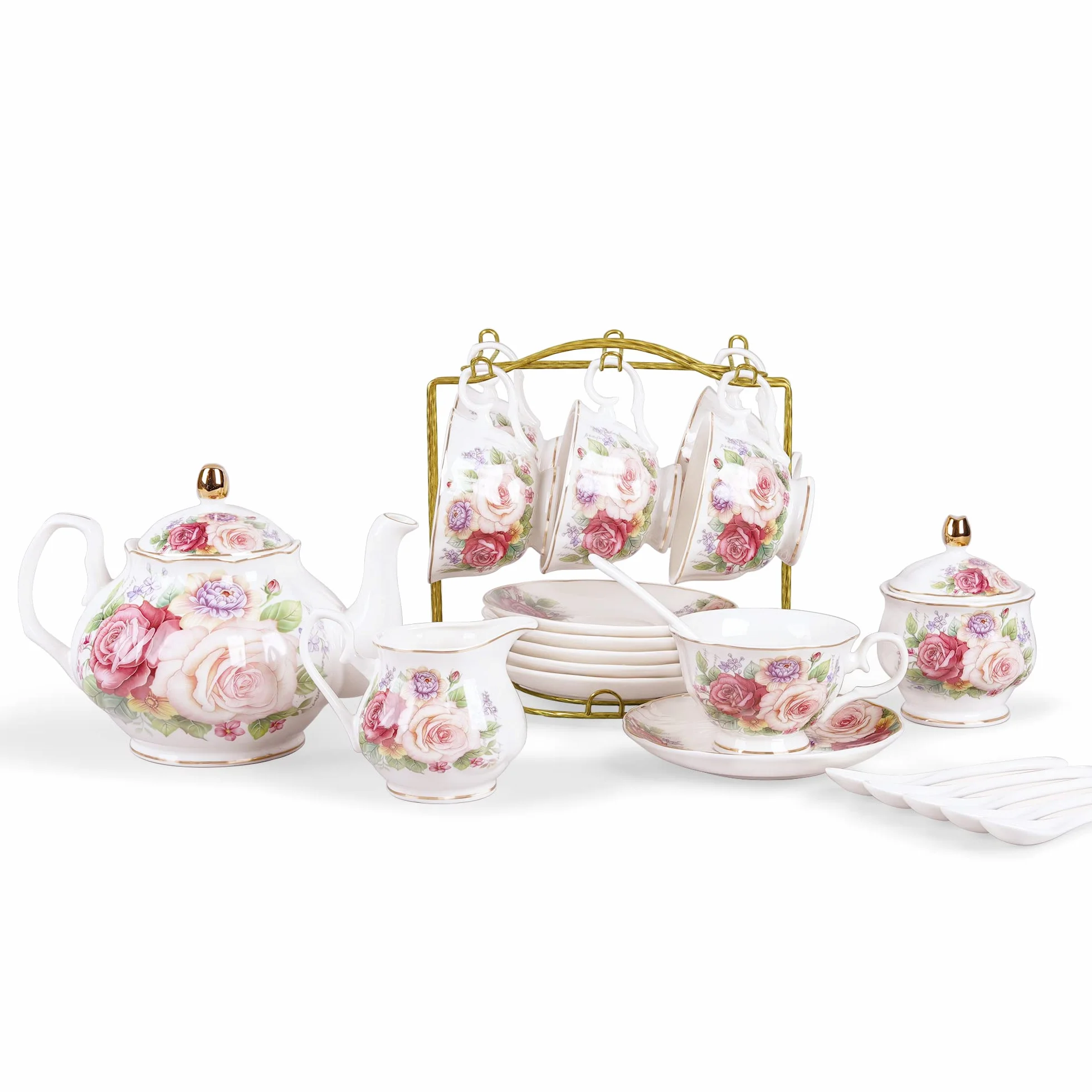 Porcelanowy zestaw do kawy i herbaty różowy vintage