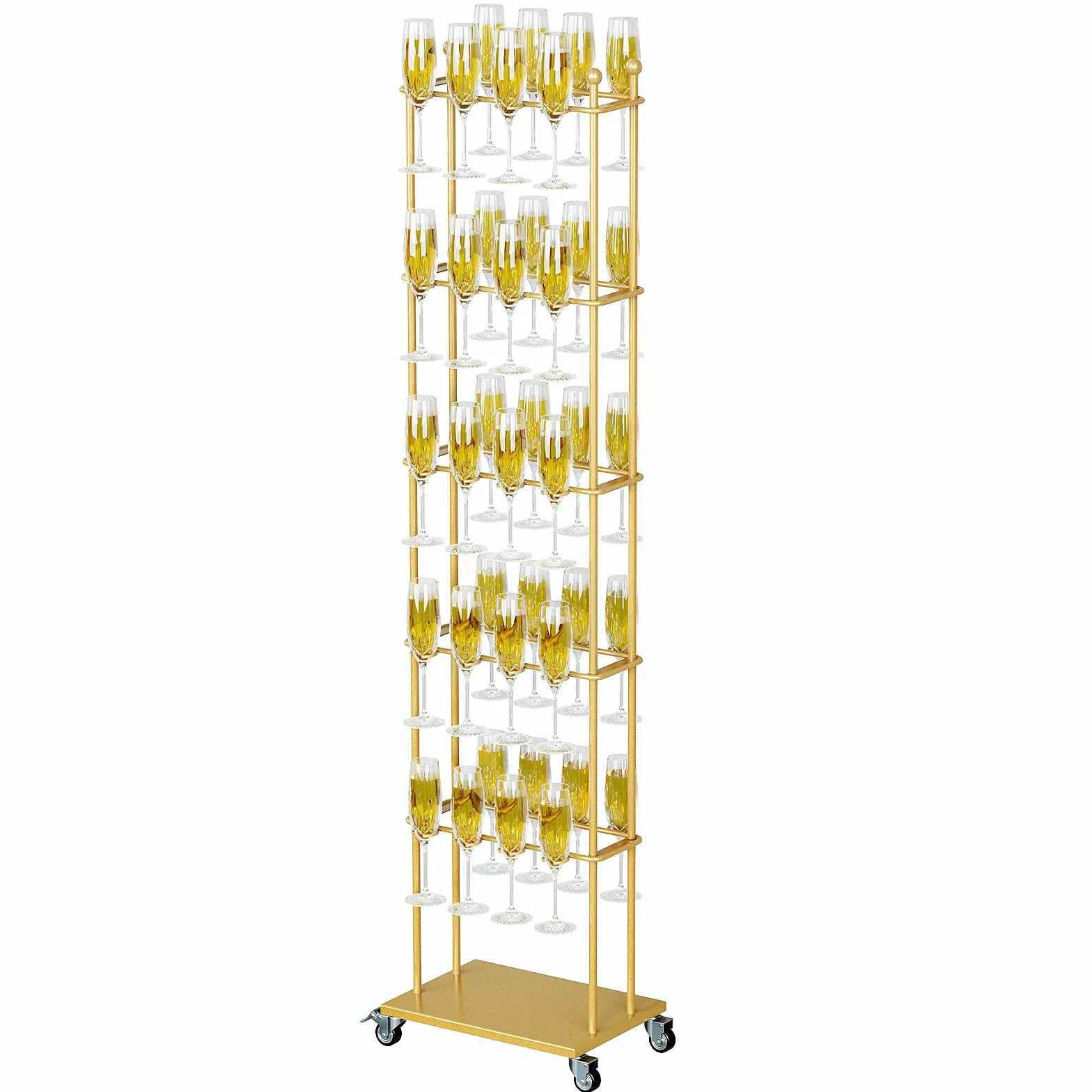 Tonchean Tower Gold, wieża szampańska 5 poziomów, 40 szklanek, Aperol Tower, metalowy stojak na koktajle, drzewko do serwowania, na imprezy, wesela, do pubów